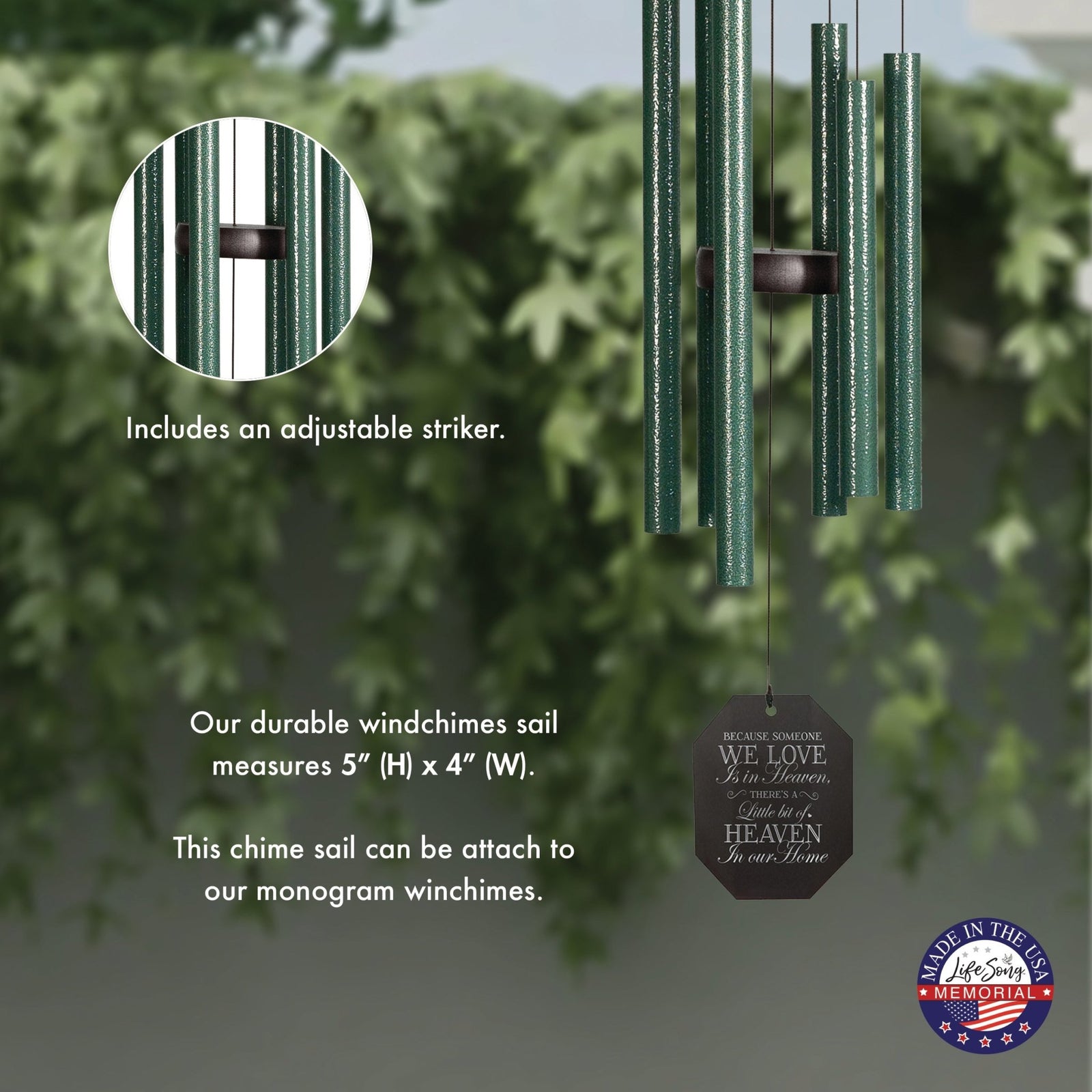 Memorial Sympathy Wind Chimes| Tinkerbelle 32" | Family Home Decor - LifeSong Milestones