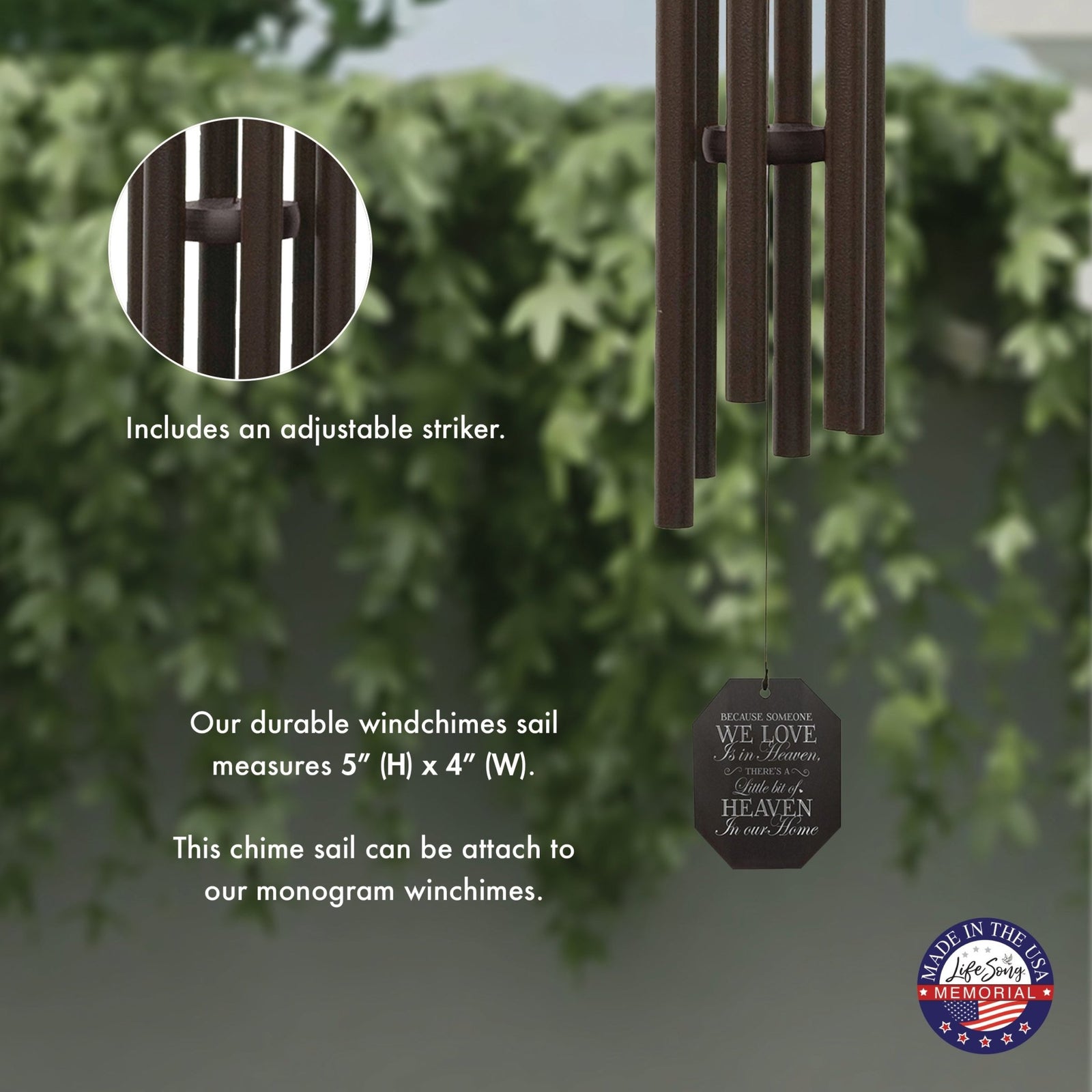 Memorial Sympathy Wind Chimes| Victory Bells Of Jericho 44" | Family Home Decor - LifeSong Milestones