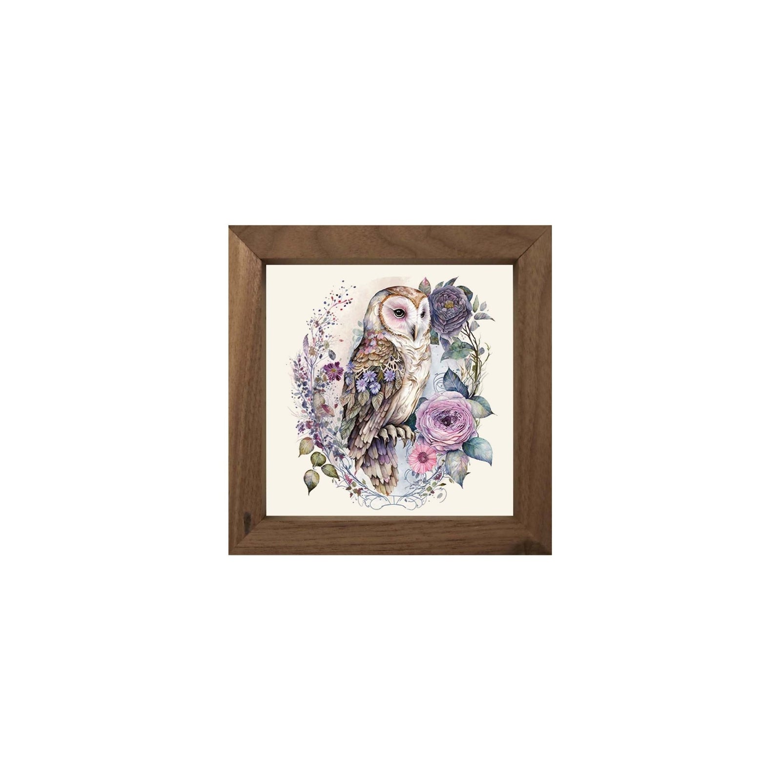 Owl Collection: 7x7 Wooden Wall Art Sign Framed Shadow Box| Large Owl - LifeSong Milestones