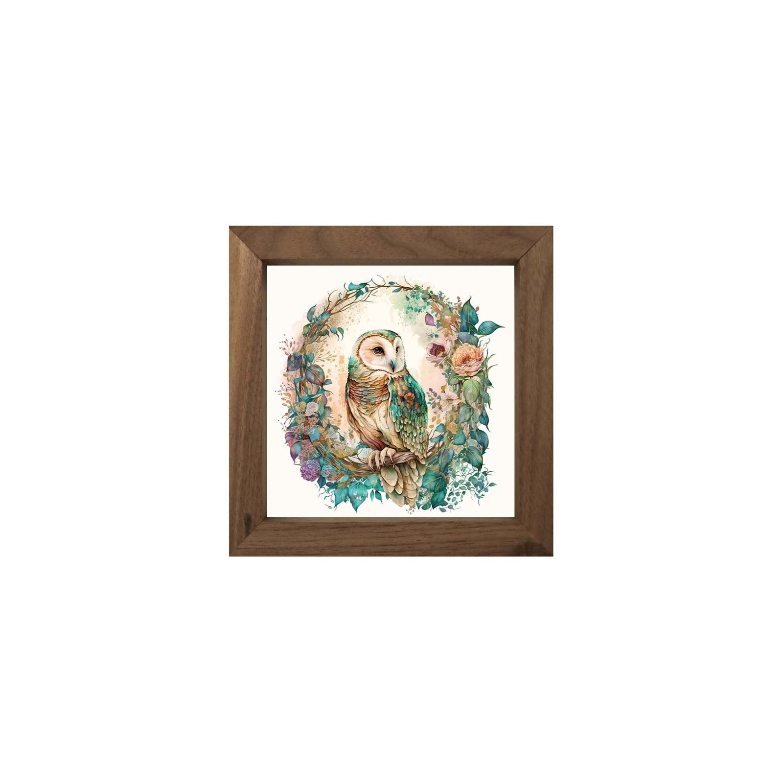 Owl Collection: 7x7 Wooden Wall Art Sign Framed Shadow Box| Large Owl2 - LifeSong Milestones