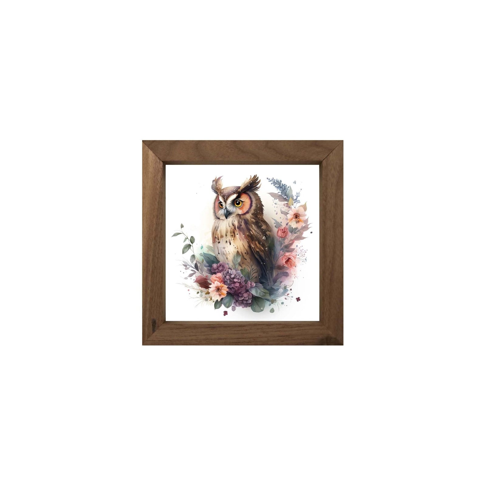 Owl Collection: 7x7 Wooden Wall Art Sign Framed Shadow Box| Large Owl2 - LifeSong Milestones