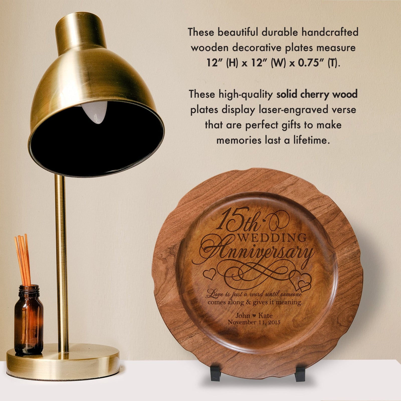 Personalized 15th Wedding Anniversary Decorative Plate - Celebrating - LifeSong Milestones