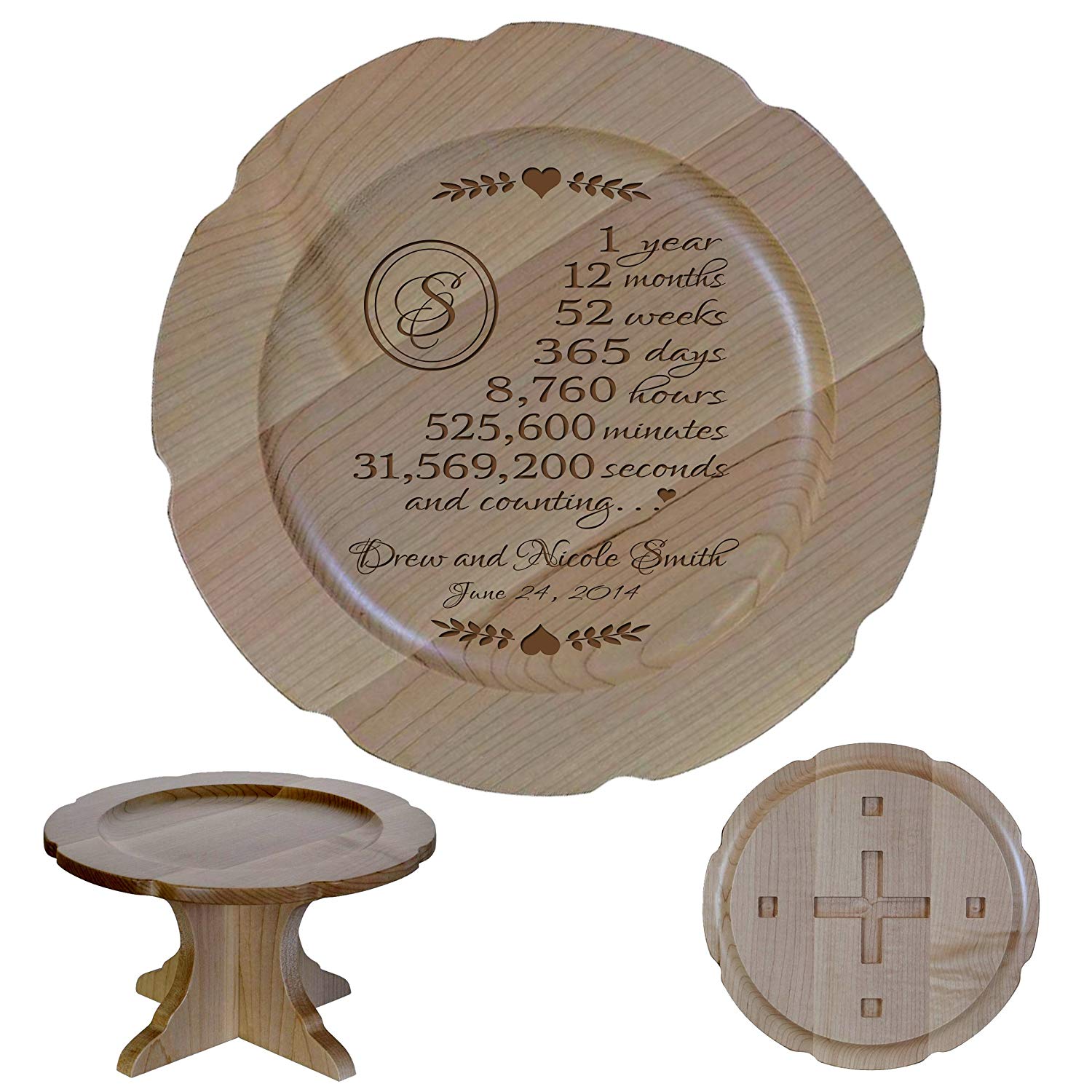 Personalized 1st Anniversary Maple Cake Stands - LifeSong Milestones