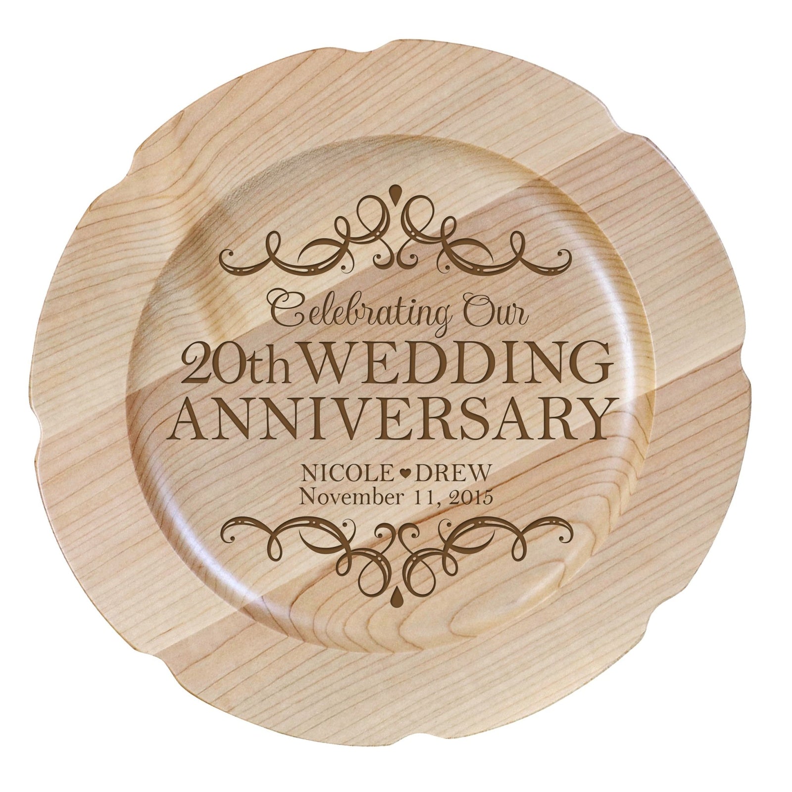 Personalized 20th Wedding Anniversary Decorative Plate - Celebrating - LifeSong Milestones