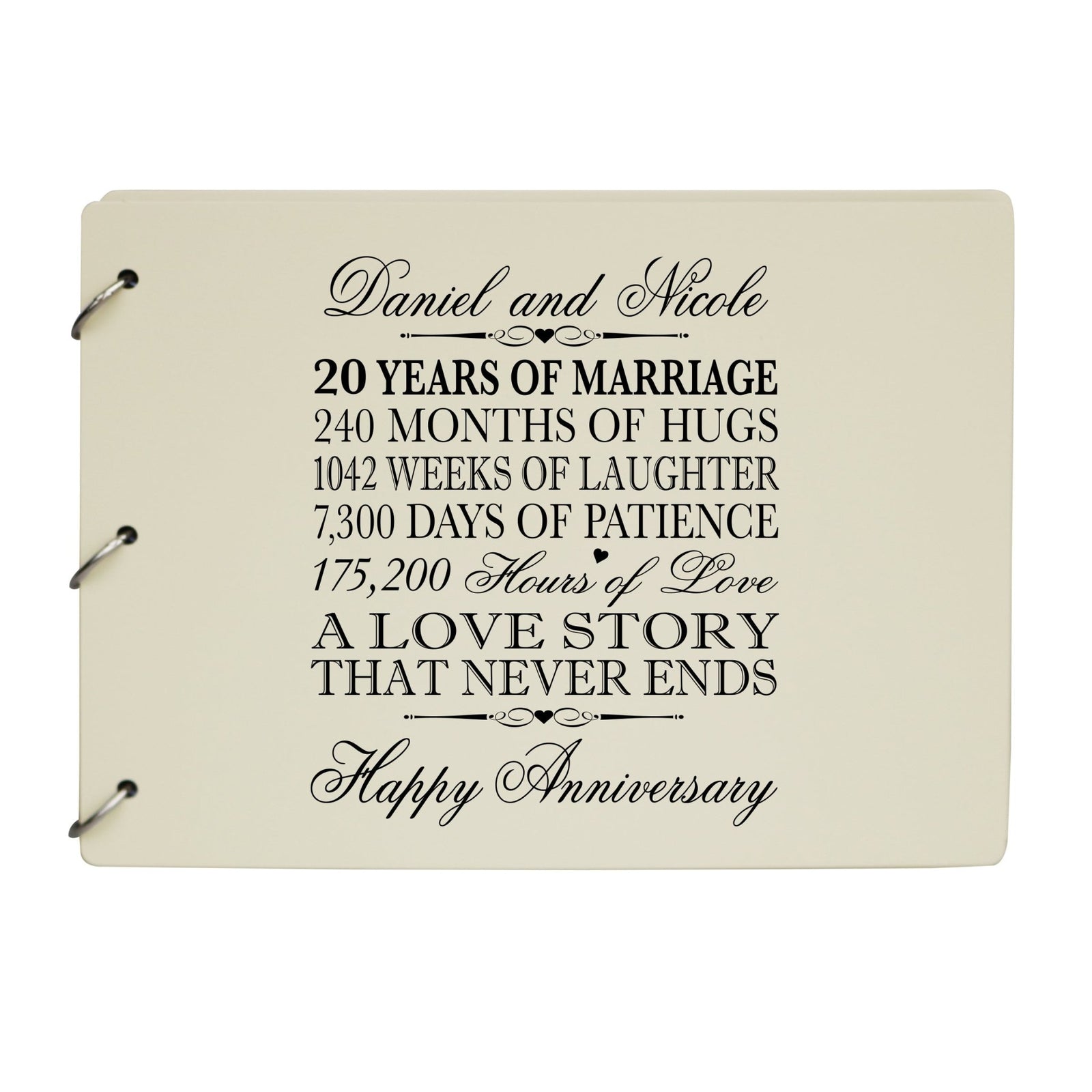 Personalized 20th Wedding Anniversary Guestbook - LifeSong Milestones