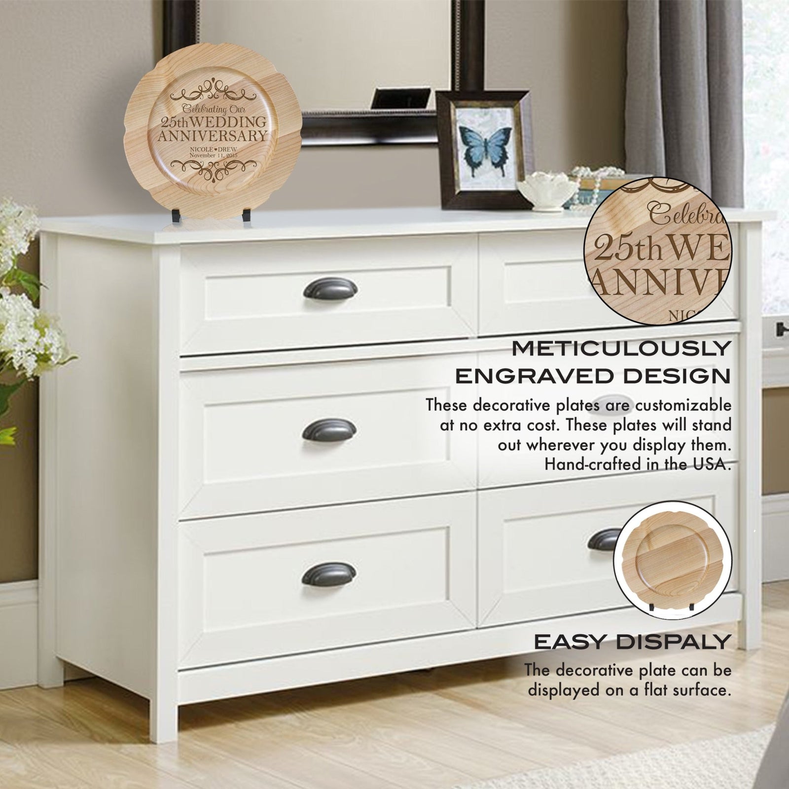 Personalized 25th Wedding Anniversary Decorative Plate - Celebrating - LifeSong Milestones