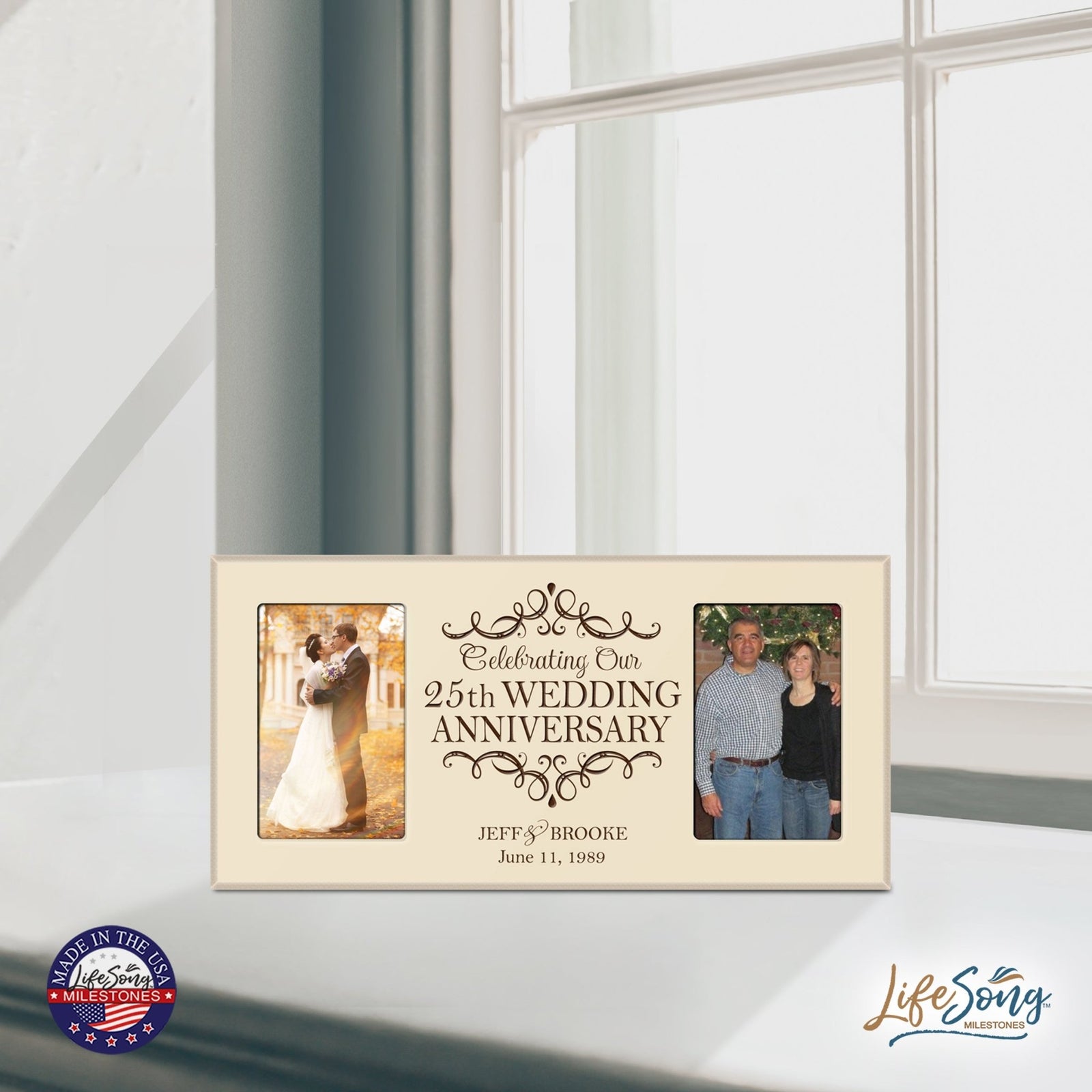 Personalized 25th Wedding Anniversary Picture Frame Gifts for Couples - LifeSong Milestones