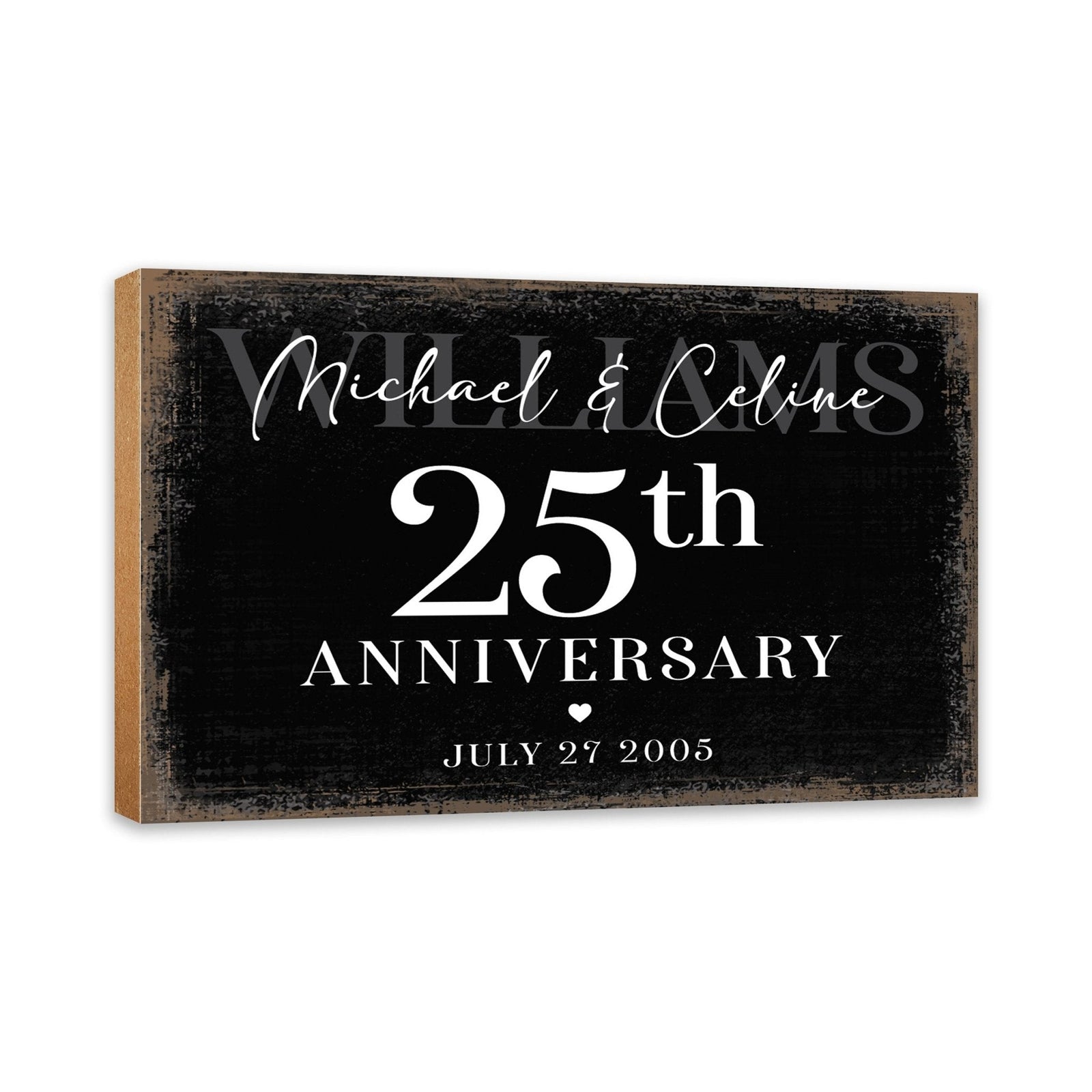 Personalized 25th Wedding Anniversary Wooden Shelf Décor and Tabletop Signs Gifts for Couples - LifeSong Milestones