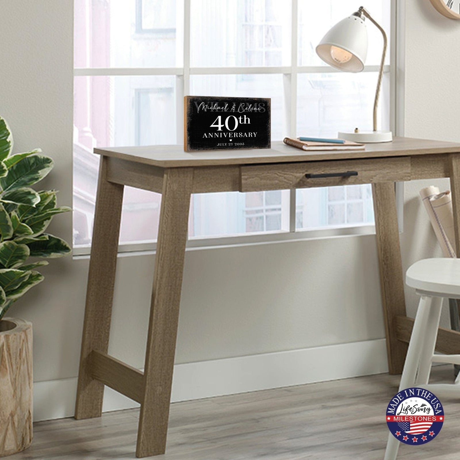 Personalized 40th Wedding Anniversary Wooden Shelf Décor and Tabletop Signs Gifts for Couples - LifeSong Milestones