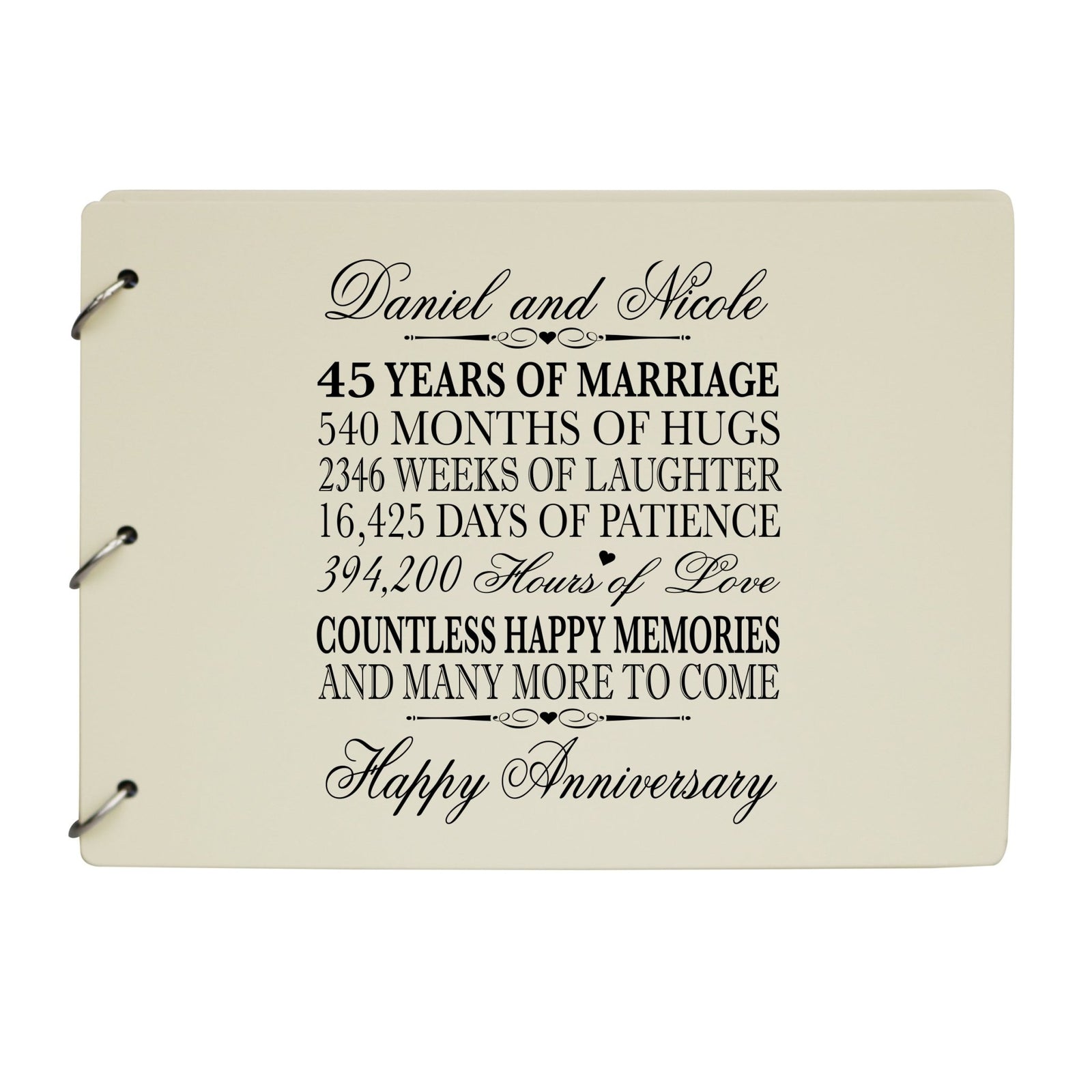 Personalized 45th Wedding Anniversary Guestbook - LifeSong Milestones