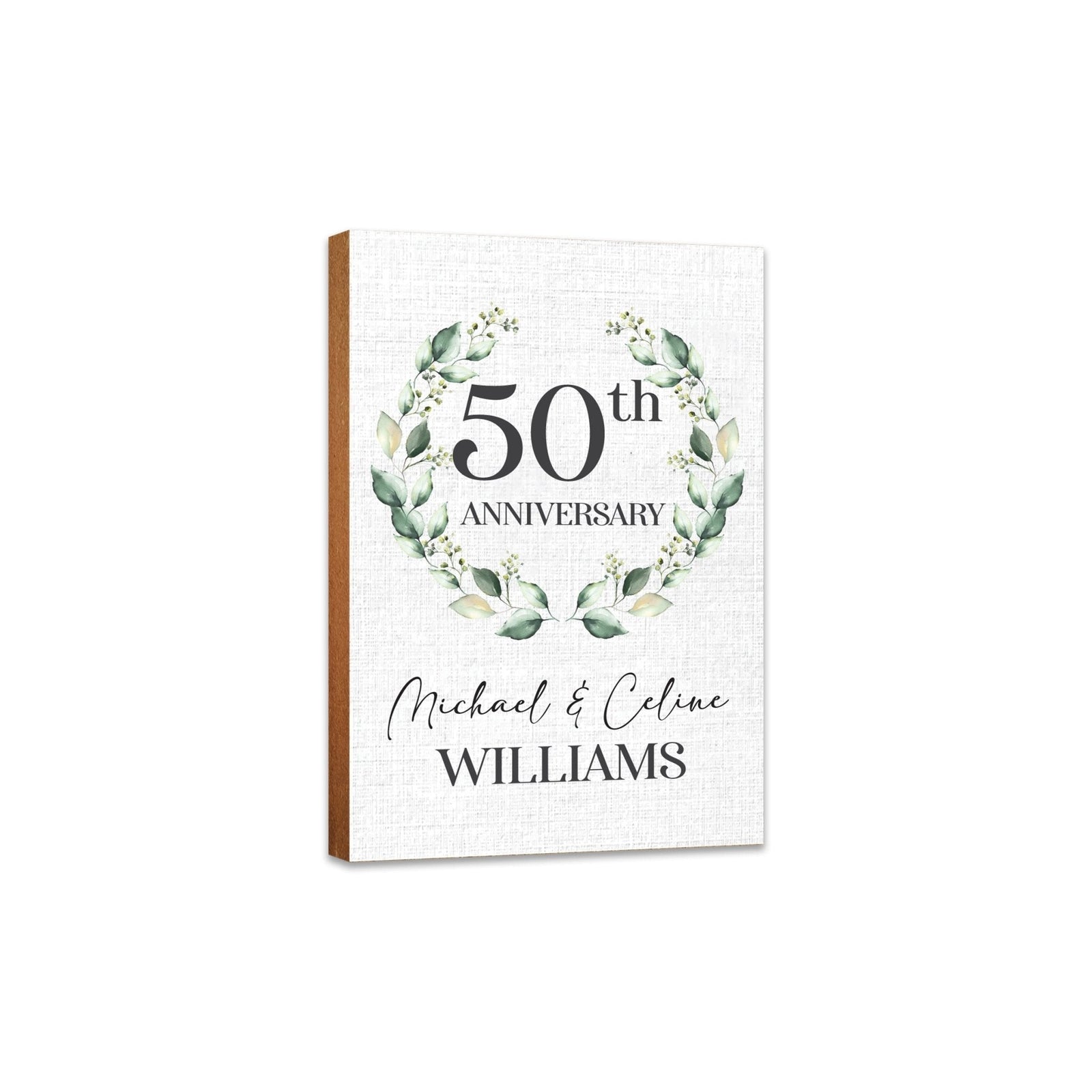Personalized 50th Wedding Anniversary Wooden Shelf Décor and Tabletop Signs Gifts for Couples - LifeSong Milestones