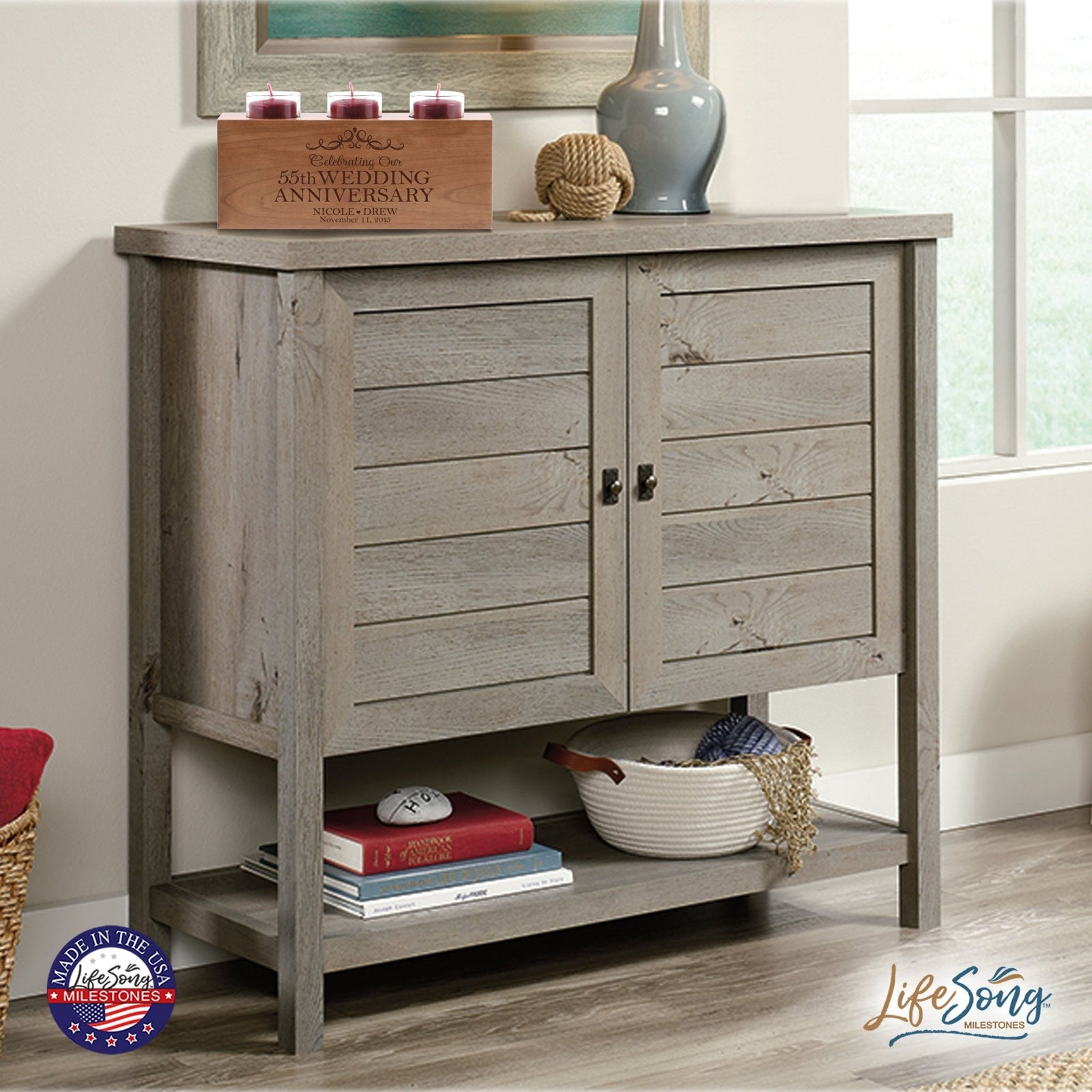 Personalized 55th Anniversary Candle Holder - Celebrating - LifeSong Milestones