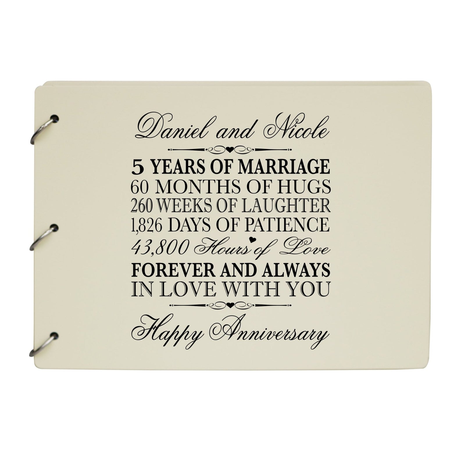Personalized 5th Wedding Anniversary Guestbook - LifeSong Milestones