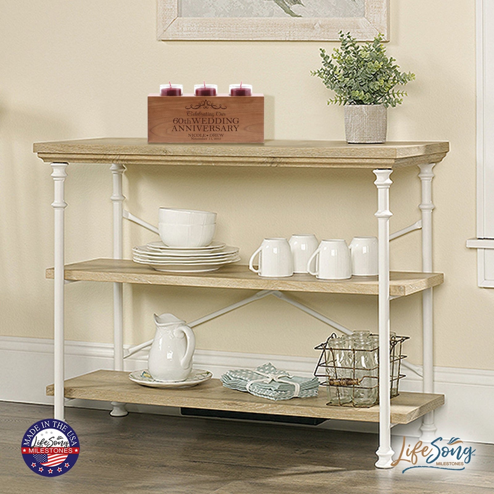 Personalized 60th Anniversary Candle Holder - Celebrating - LifeSong Milestones