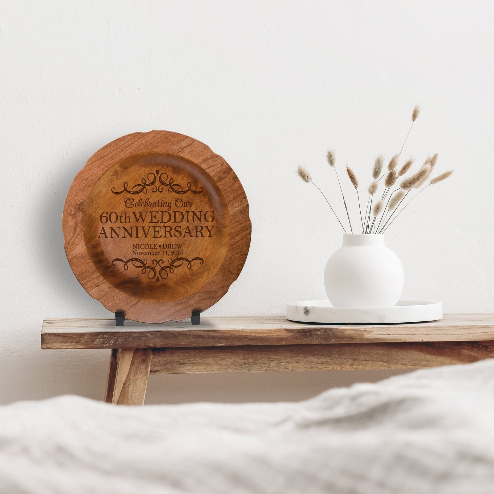 Personalized 60th Wedding Anniversary Decorative Plate - Celebrating - LifeSong Milestones