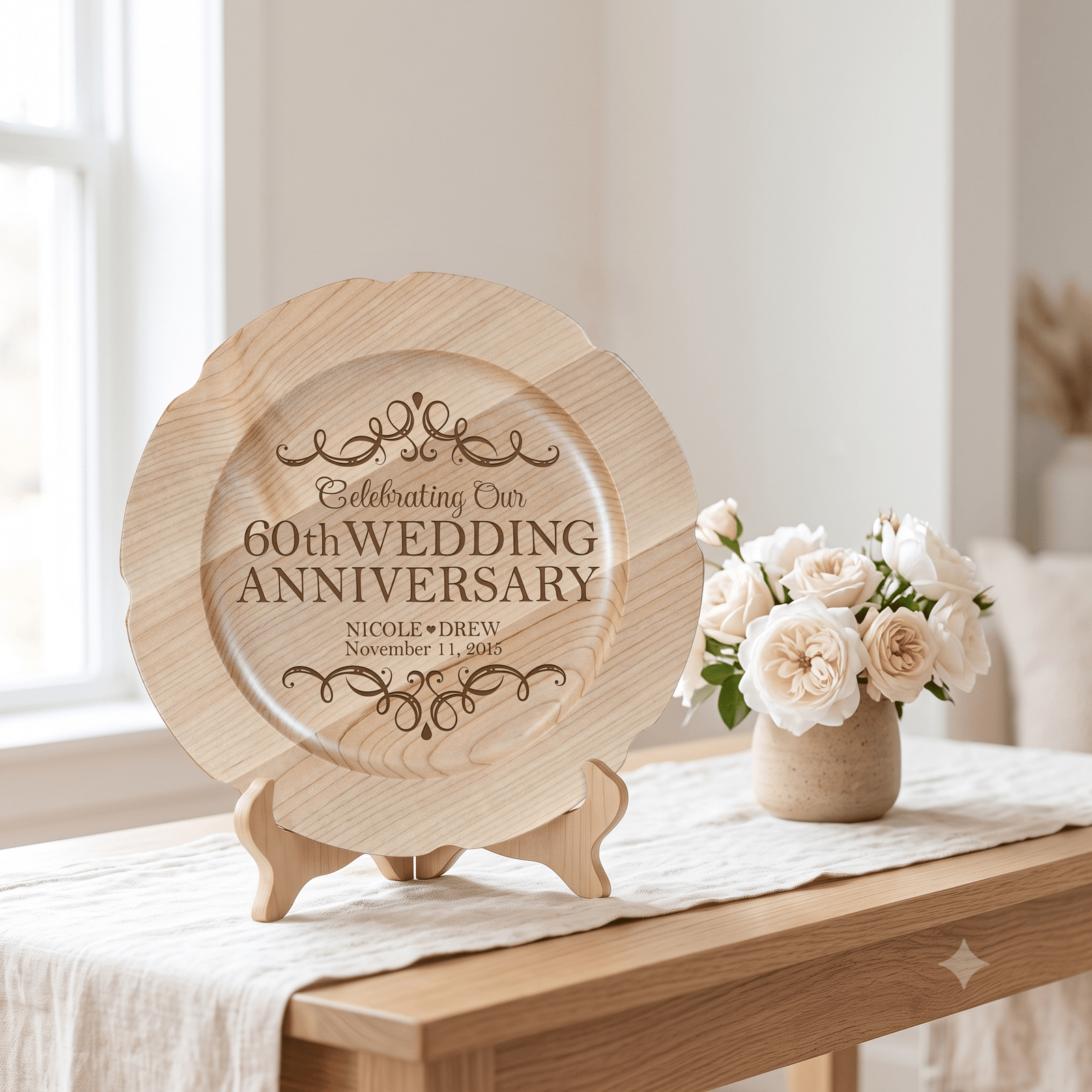 Personalized 60th Wedding Anniversary Decorative Plate - Celebrating - LifeSong Milestones