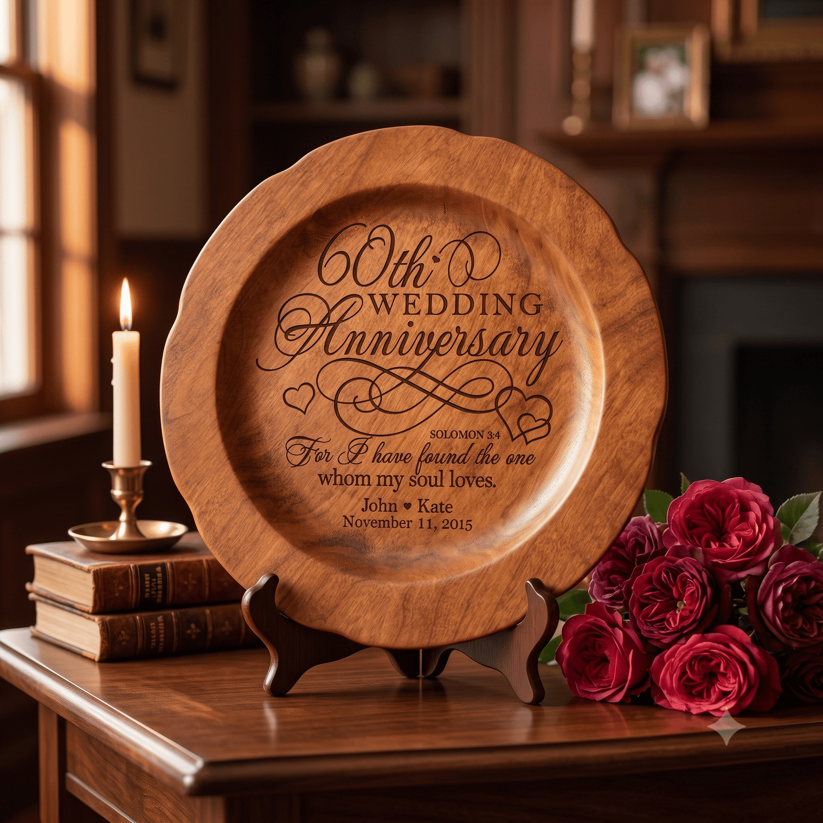 Personalized 60th Wedding Anniversary Decorative Plate - Celebrating - LifeSong Milestones