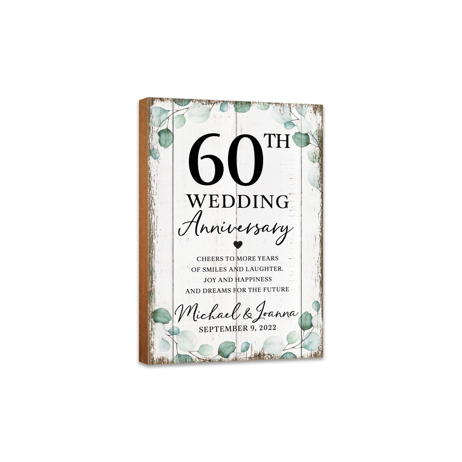 Personalized 60th Wedding Anniversary Unique Shelf Décor and Tabletop Signs - Cheers To More Years - LifeSong Milestones