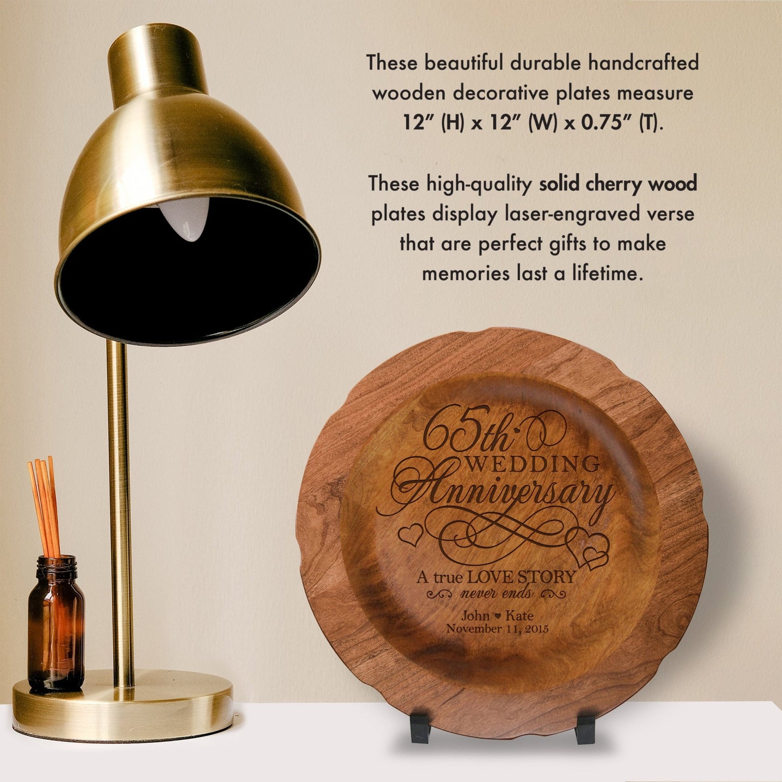 Personalized 65th Wedding Anniversary Decorative Plate - Celebrating - LifeSong Milestones