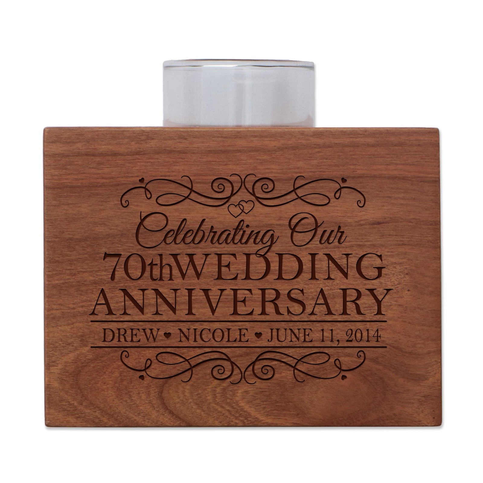 Personalized 70th Anniversary Candle Holder - Celebrating - LifeSong Milestones