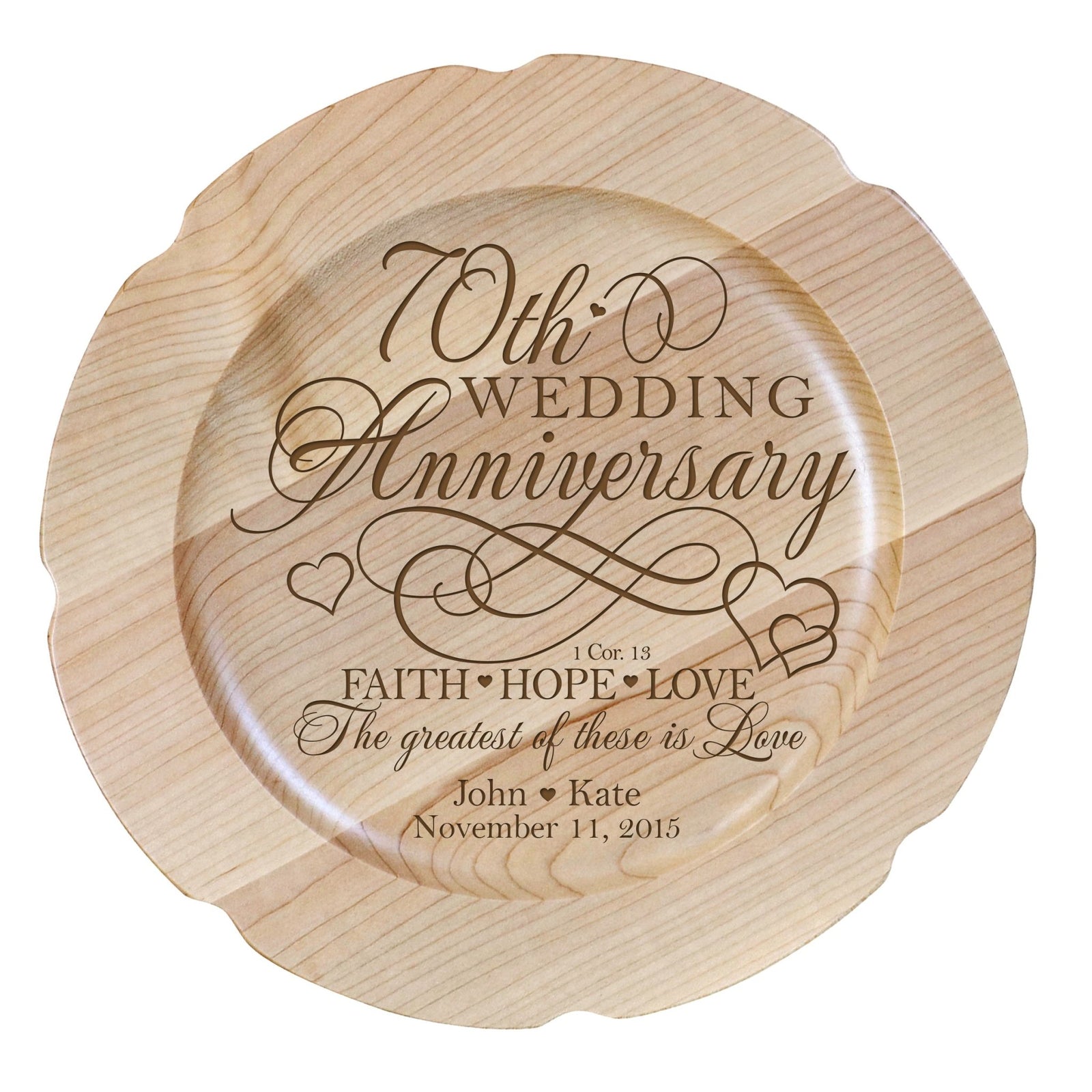Personalized 70th Wedding Anniversary Decorative Plate - Celebrating - LifeSong Milestones