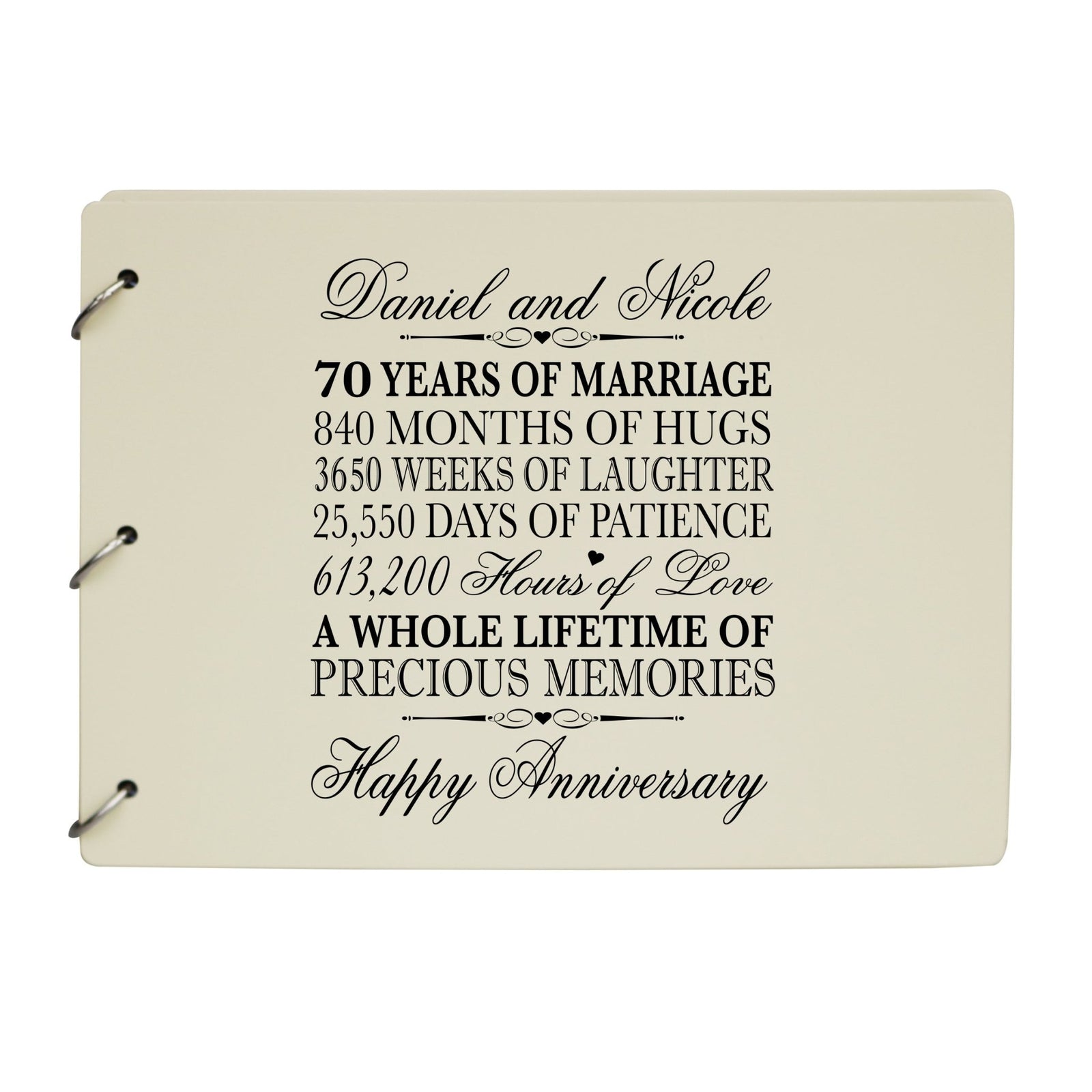 Personalized 70th Wedding Anniversary Guestbook - LifeSong Milestones