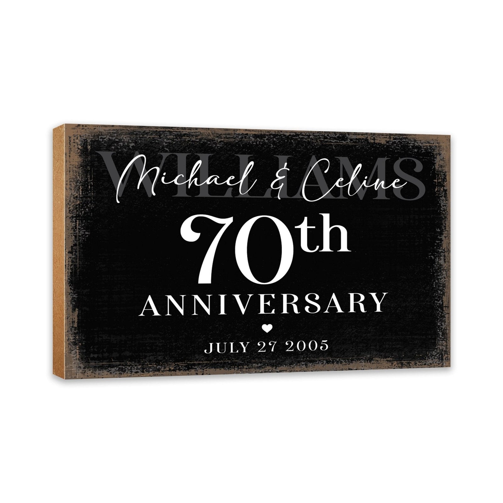 Personalized 70th Wedding Anniversary Wooden Shelf Décor and Tabletop Signs Gifts for Couples - LifeSong Milestones