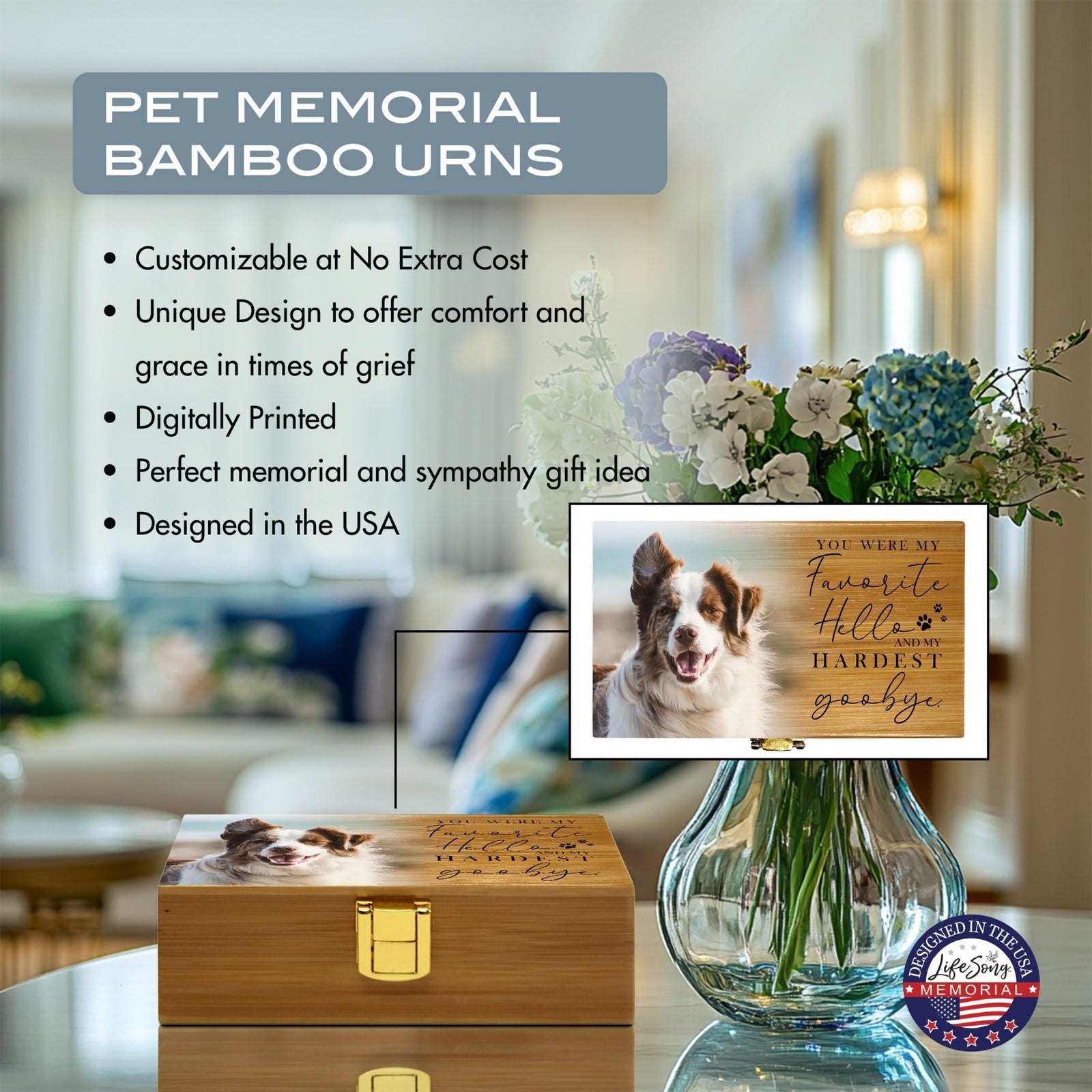 Personalized Bamboo Urns For Pet Ashes – Biodegradable Memorial Keepsake - You Were My Favorite - LifeSong Milestones