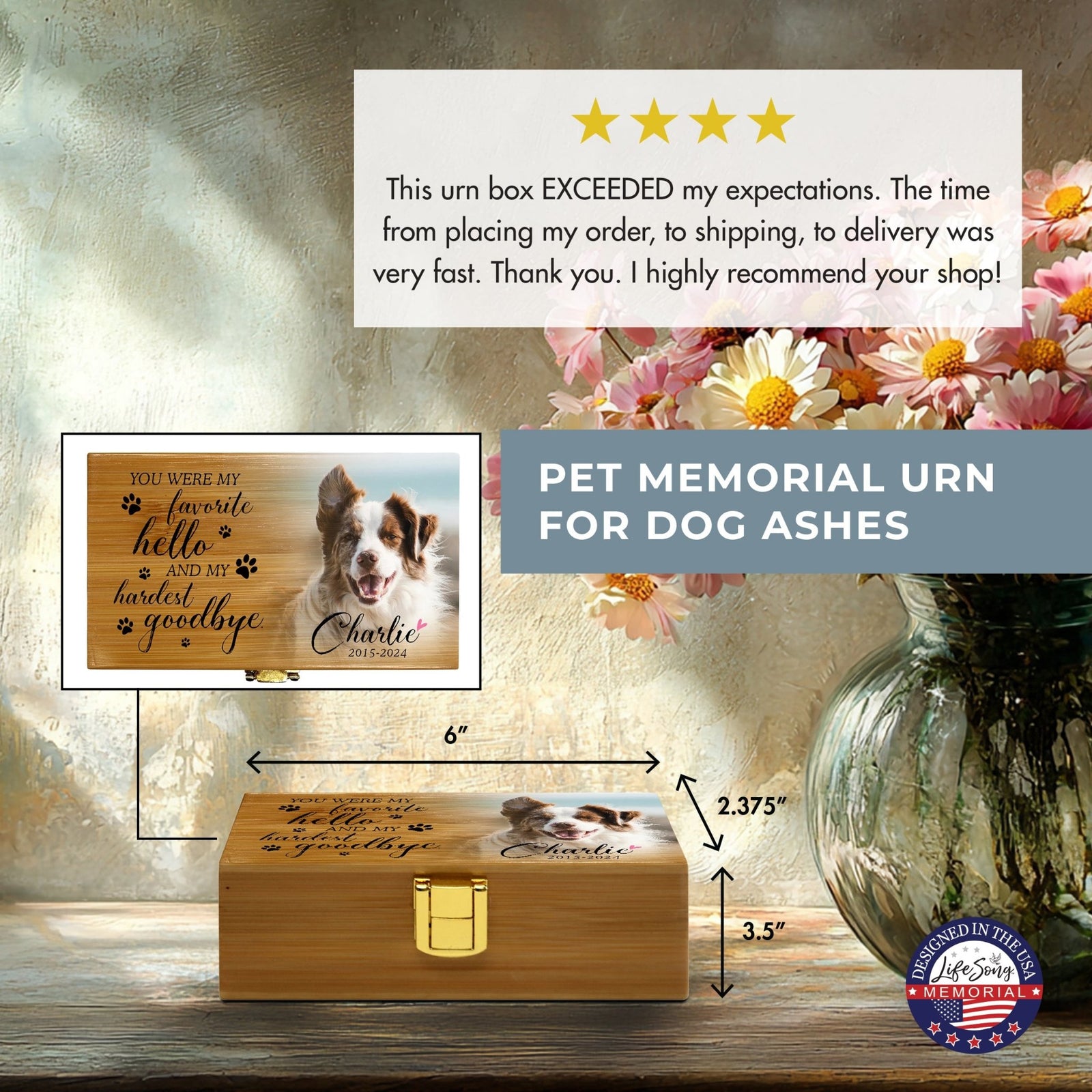 Personalized Bamboo Urns For Pet Ashes – Biodegradable Memorial Keepsake - You Were My Favorite - LifeSong Milestones