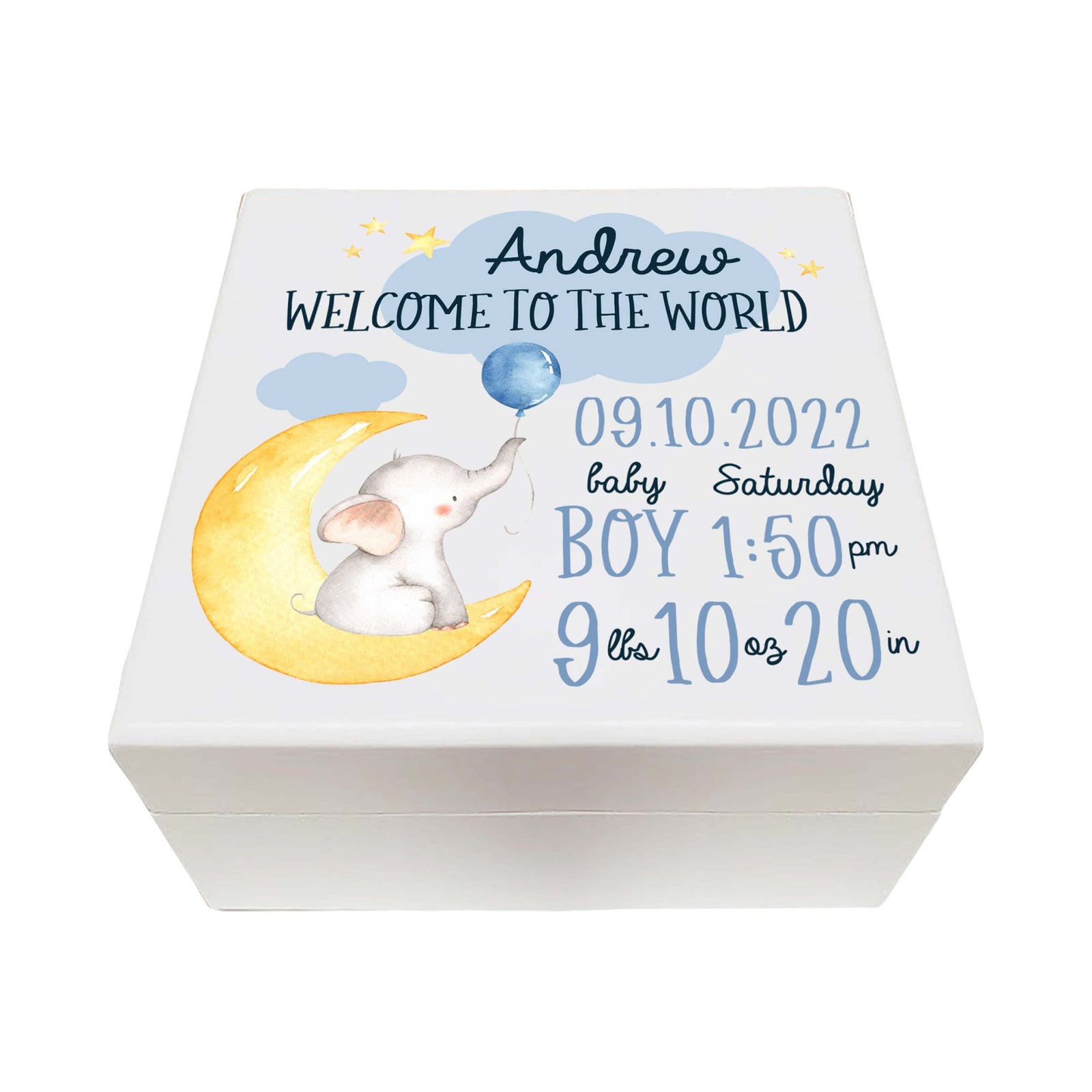 Personalized Baptism Keepsake Box for Newborn Baby Boy - LifeSong Milestones