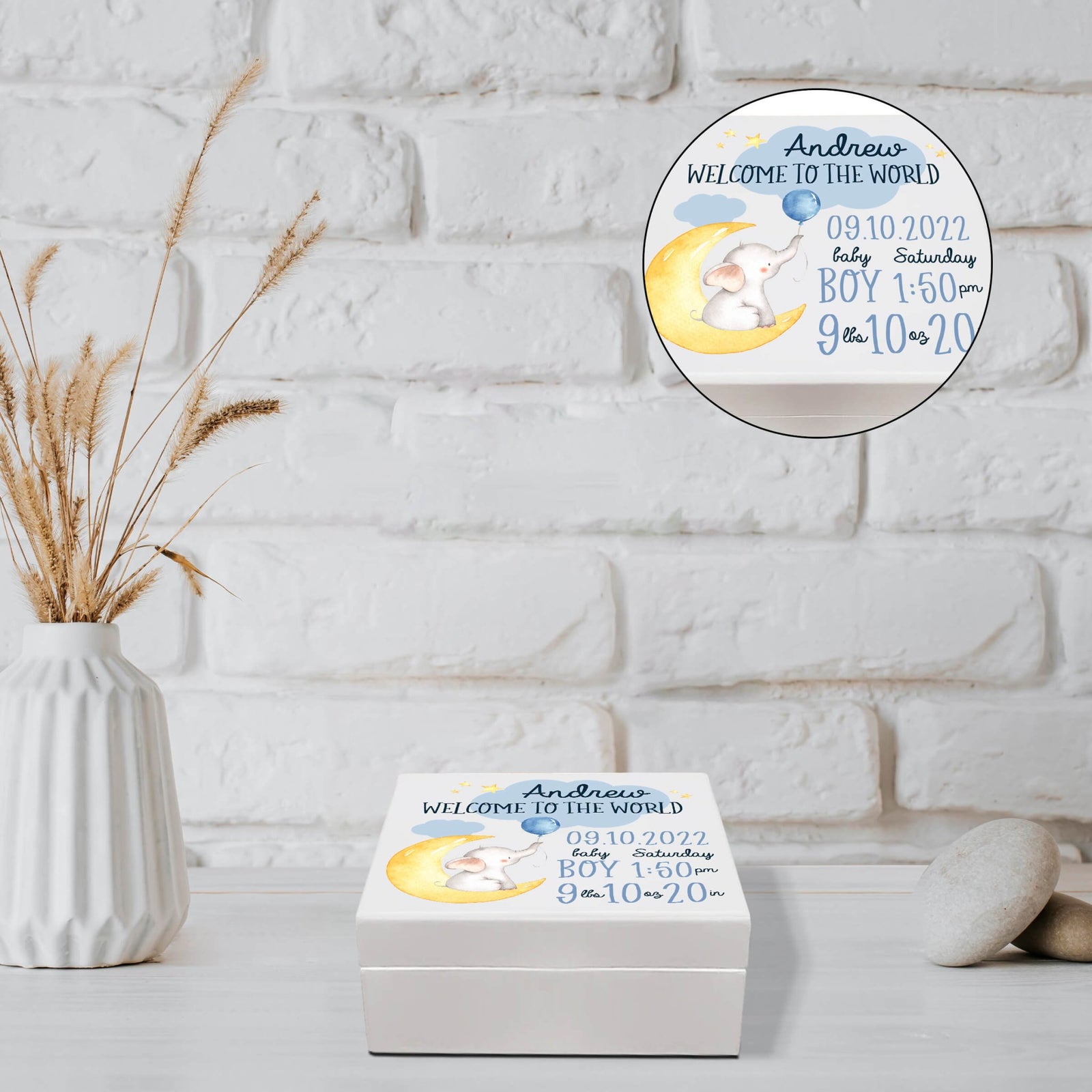 Personalized Baptism Keepsake Box for Newborn Baby Boy - LifeSong Milestones