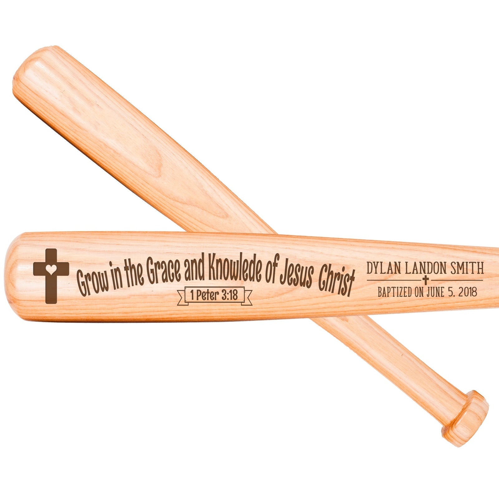 Personalized Baseball Bat Baptism Gifts For Boys - Grow in the Grace - LifeSong Milestones
