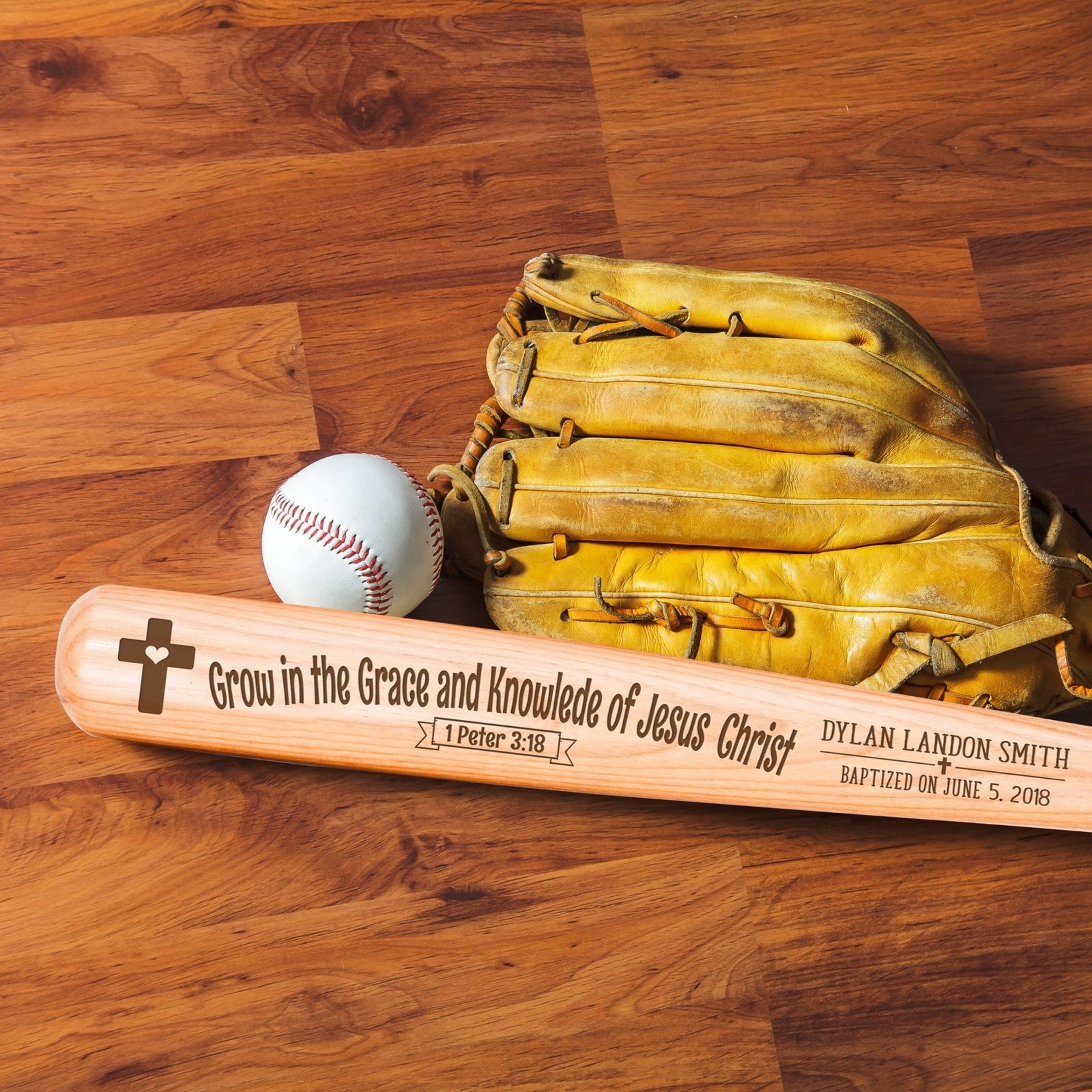Personalized Baseball Bat Baptism Gifts For Boys - Grow in the Grace - LifeSong Milestones