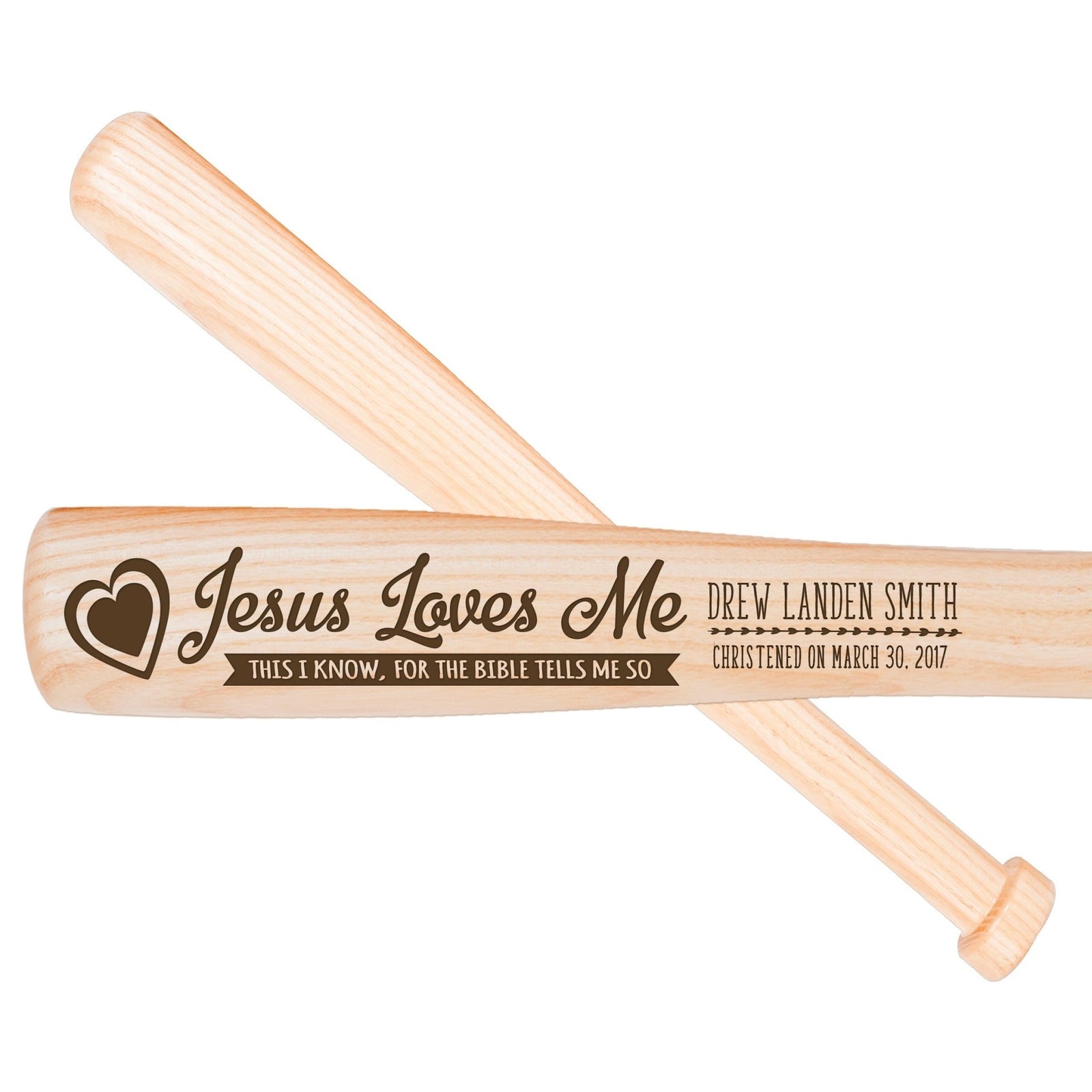 Personalized Baseball Bat Baptism Gifts For Boys - Jesus Loves Me - LifeSong Milestones