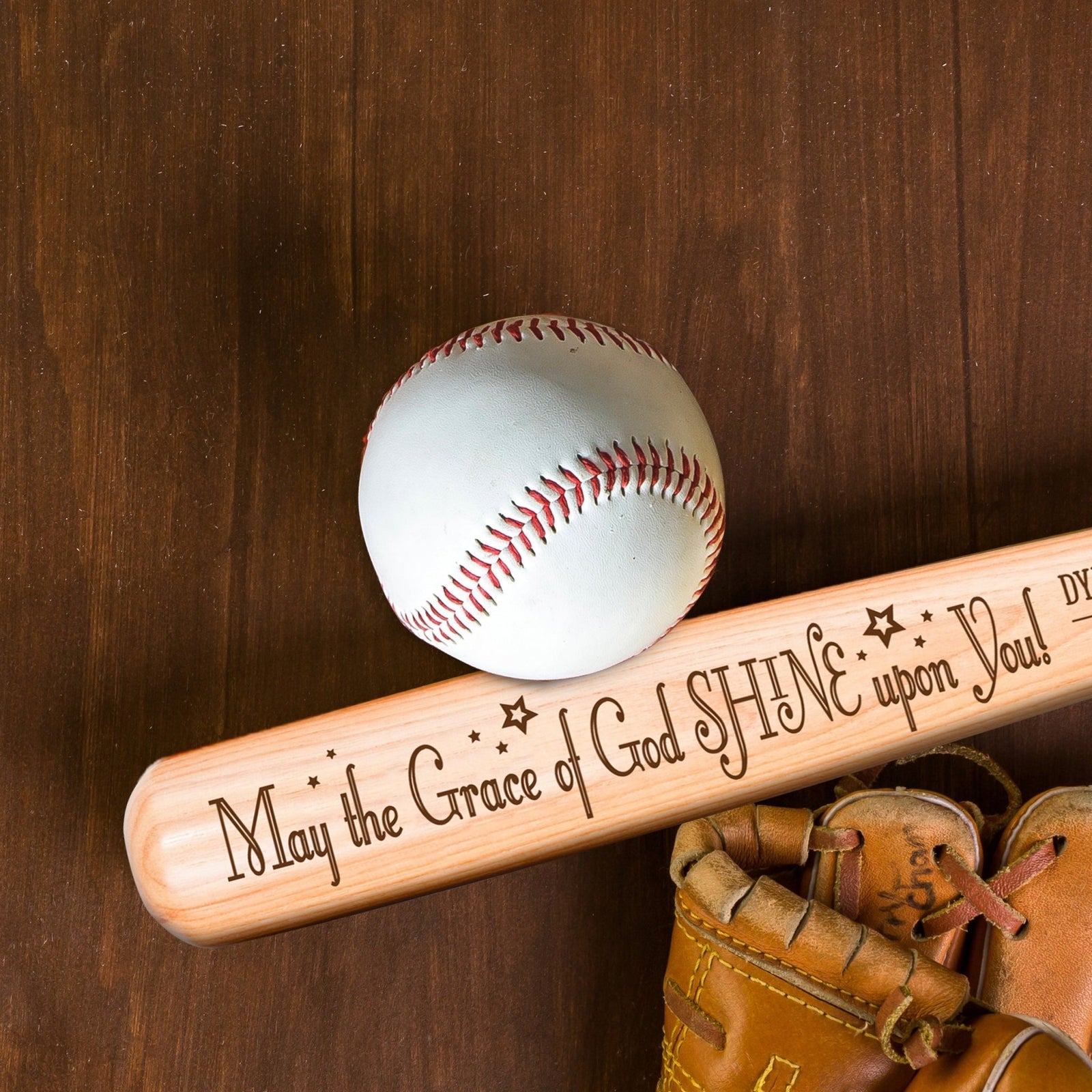 Personalized Baseball Bat Baptism Gifts For Boys - May the Grace Of God - LifeSong Milestones