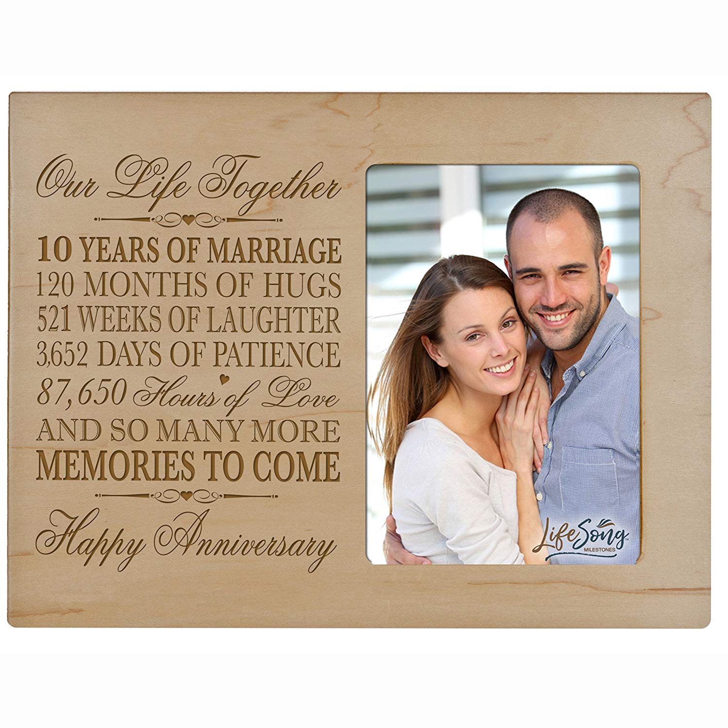 Personalized Couples 10th Wedding Anniversary Picture Frame Home Decorations - More Memories To Come - LifeSong Milestones