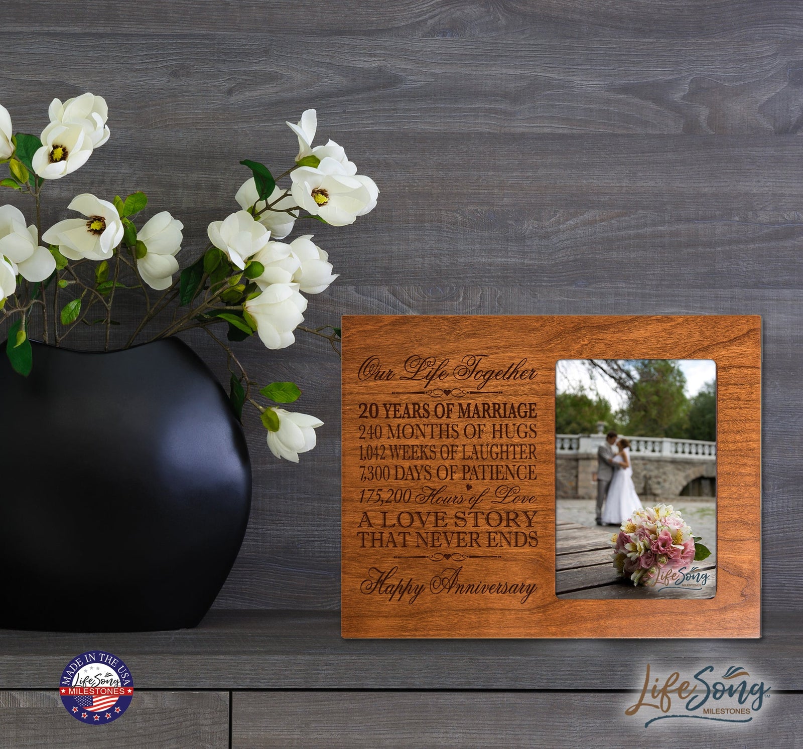 Personalized Couples 20th Wedding Anniversary Picture Frame Home Decorations - A Love Story - LifeSong Milestones