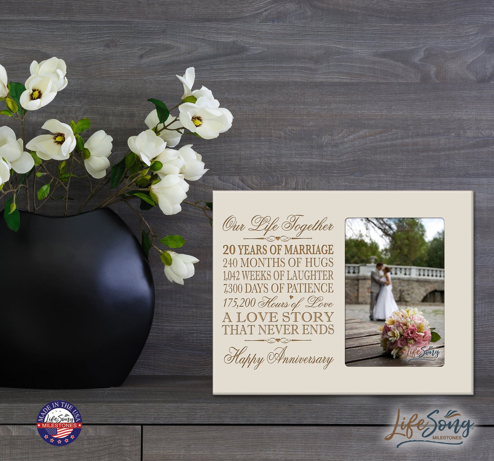 Personalized Couples 20th Wedding Anniversary Picture Frame Home Decorations - A Love Story - LifeSong Milestones