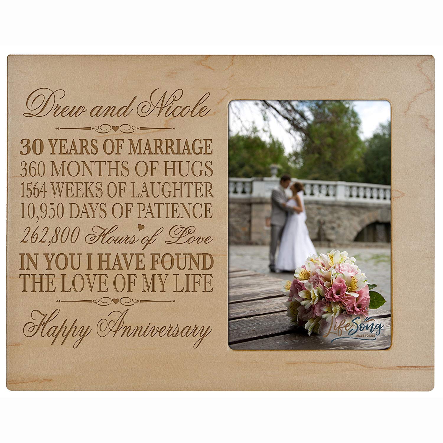 Personalized Couples 30th Wedding Anniversary Picture Frame Decorations - In You I Have Found - LifeSong Milestones