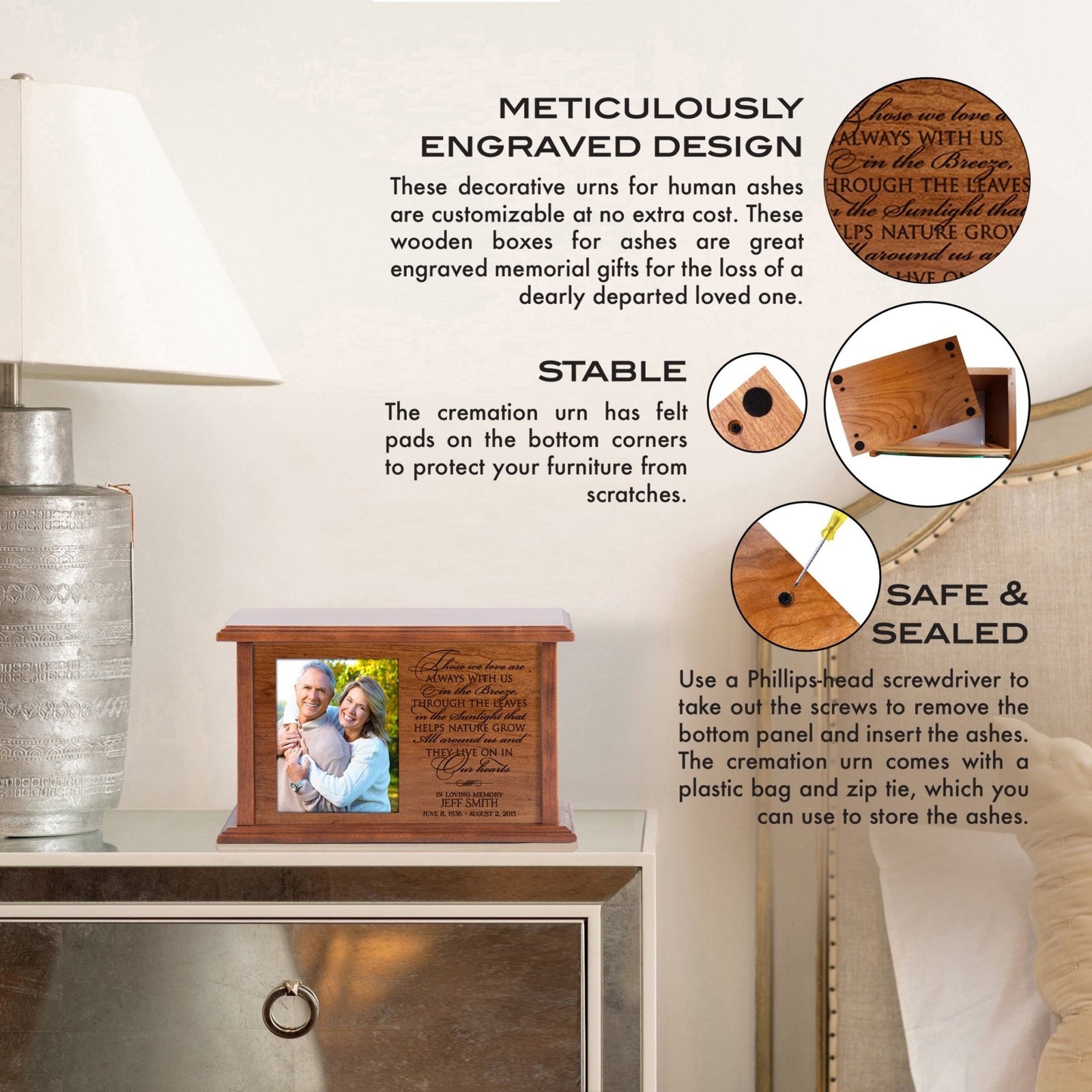 Personalized Engraved Unique Cremation Urn Box for Human Ashes - Those Who We Are - LifeSong Milestones