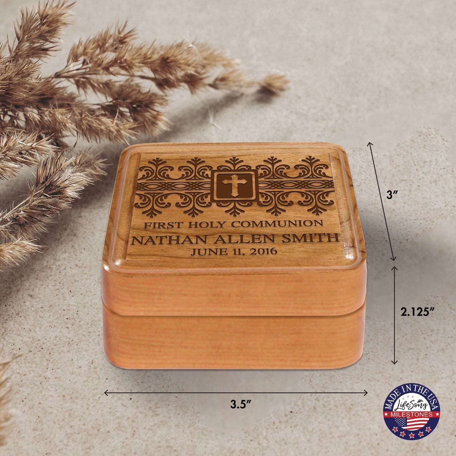 Personalized First Communion Jewelry Box for Boys & Girls – Custom Engraved Keepsake Gift - LifeSong Milestones