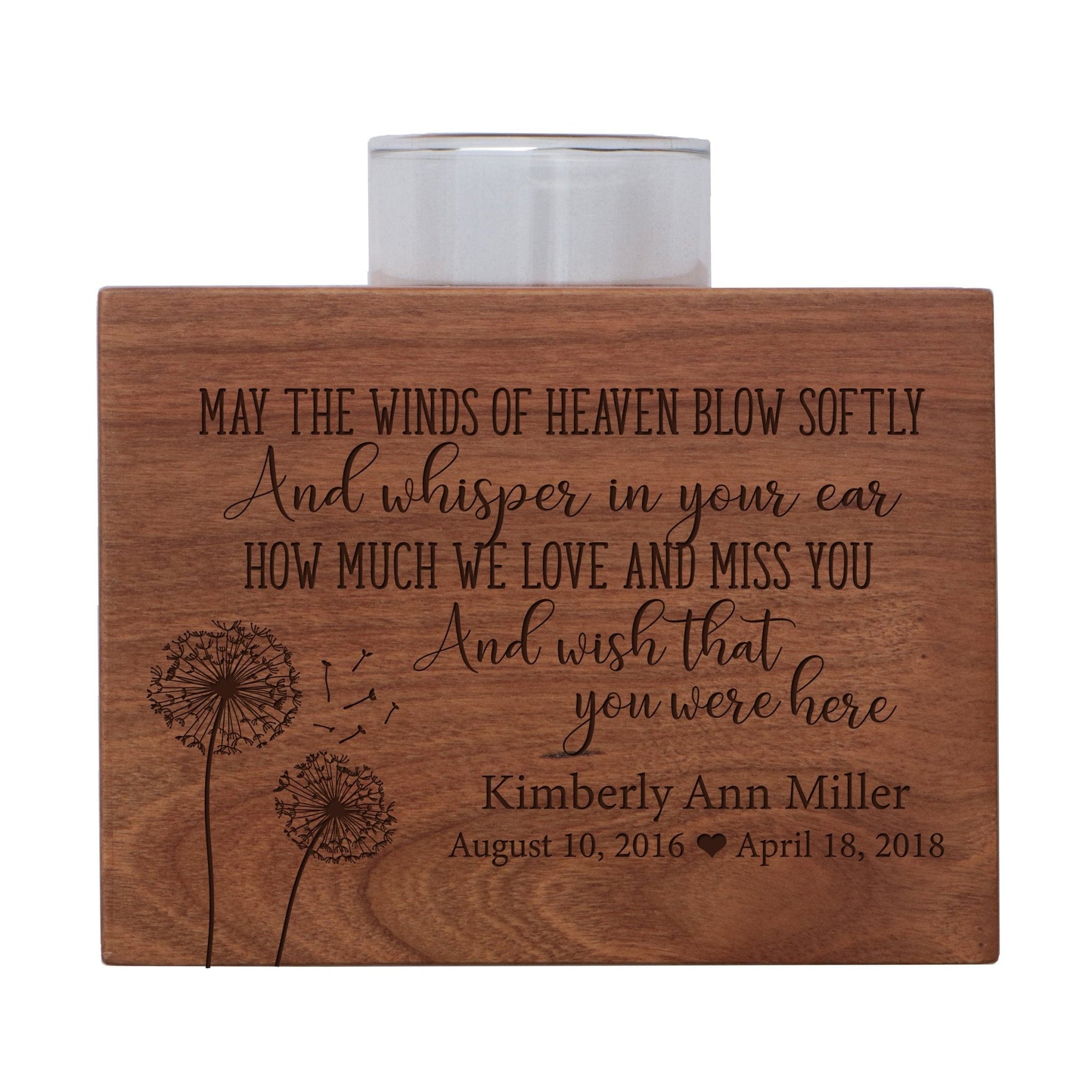 Personalized Memorial Candle Holder - May The Winds - LifeSong Milestones
