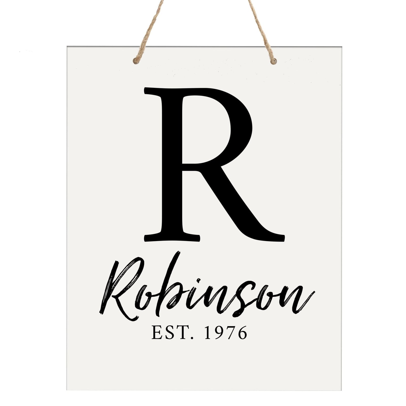 Personalized Modern Inspirational Wooden Wall Art Hanging Sign 12x15in - Robinson (EST) - For Family And Home Decorations - LifeSong Milestones