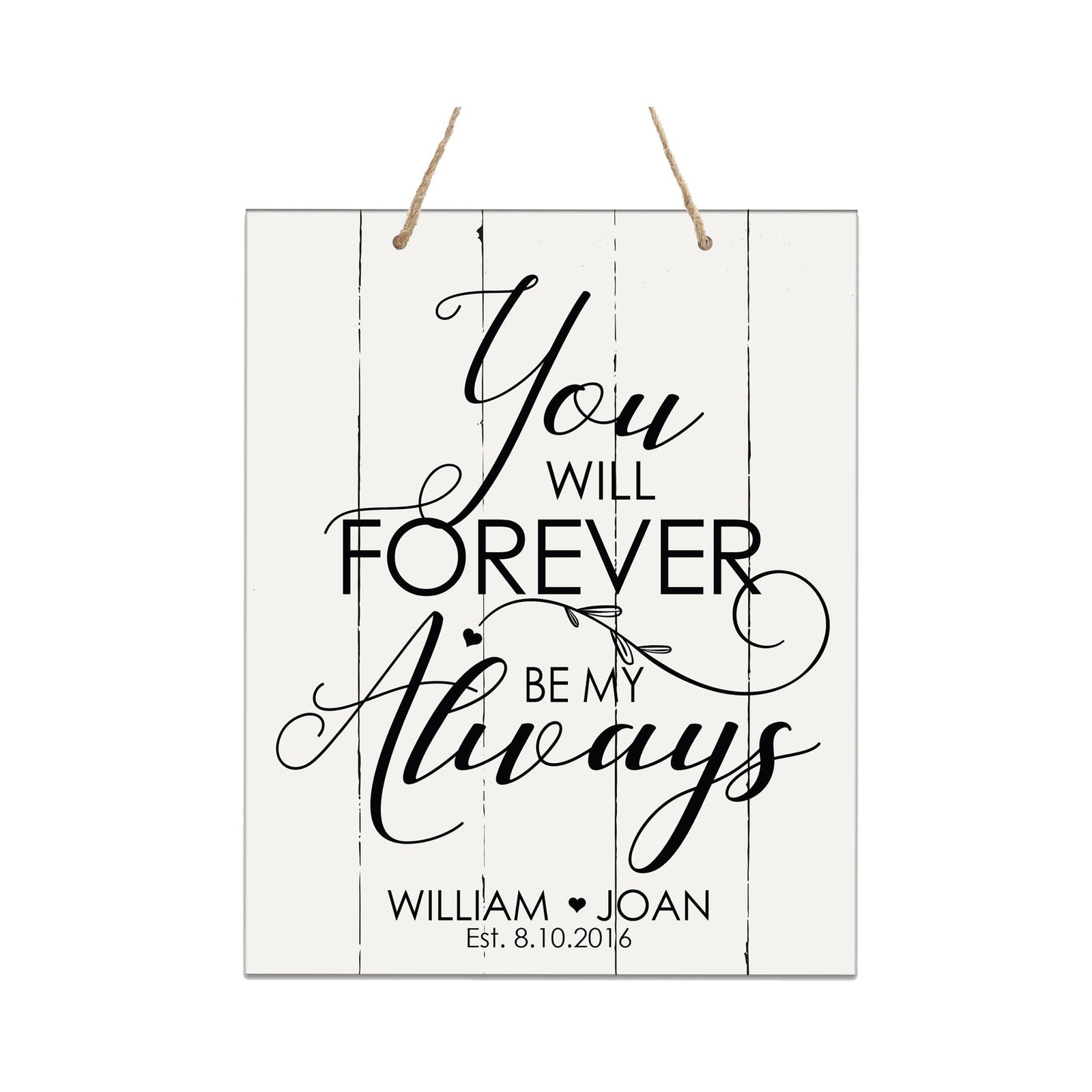 Personalized Modern Wooden Horizontal Wall Hanging Rope Sign 12x15 - Family - LifeSong Milestones