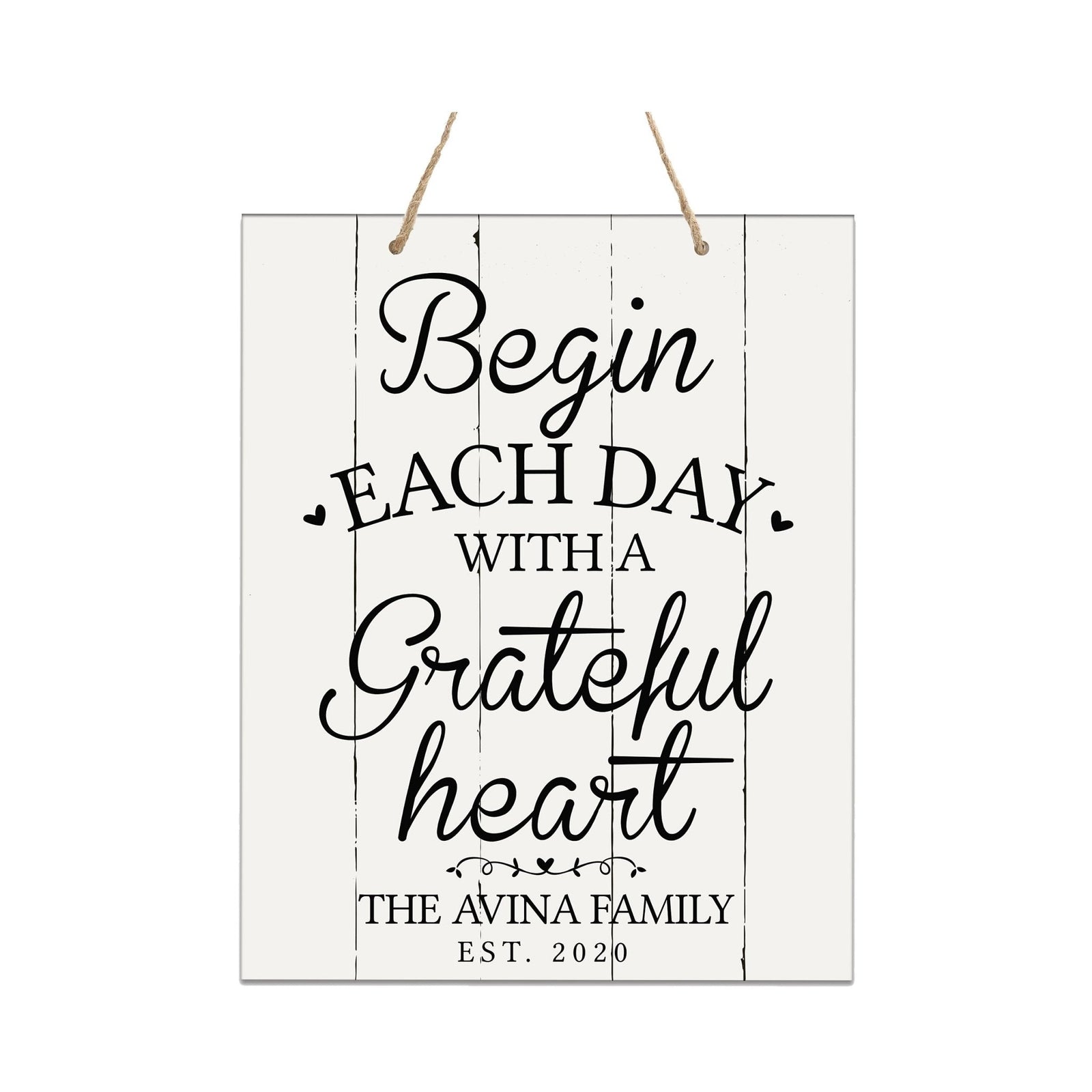 Personalized Modern Wooden Horizontal Wall Hanging Rope Sign 12x15 - Family - LifeSong Milestones