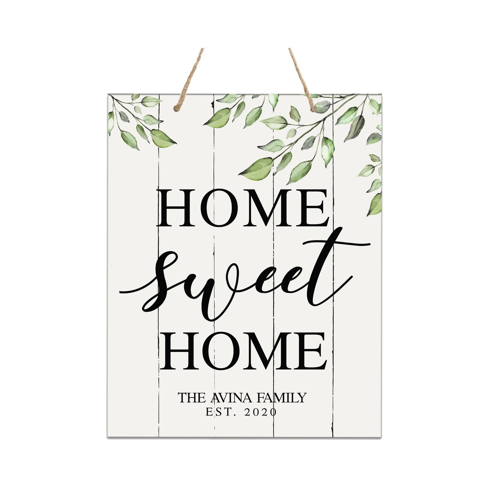 Personalized Modern Wooden Vertical Wall Hanging Rope Sign 12x15 - Home - LifeSong Milestones