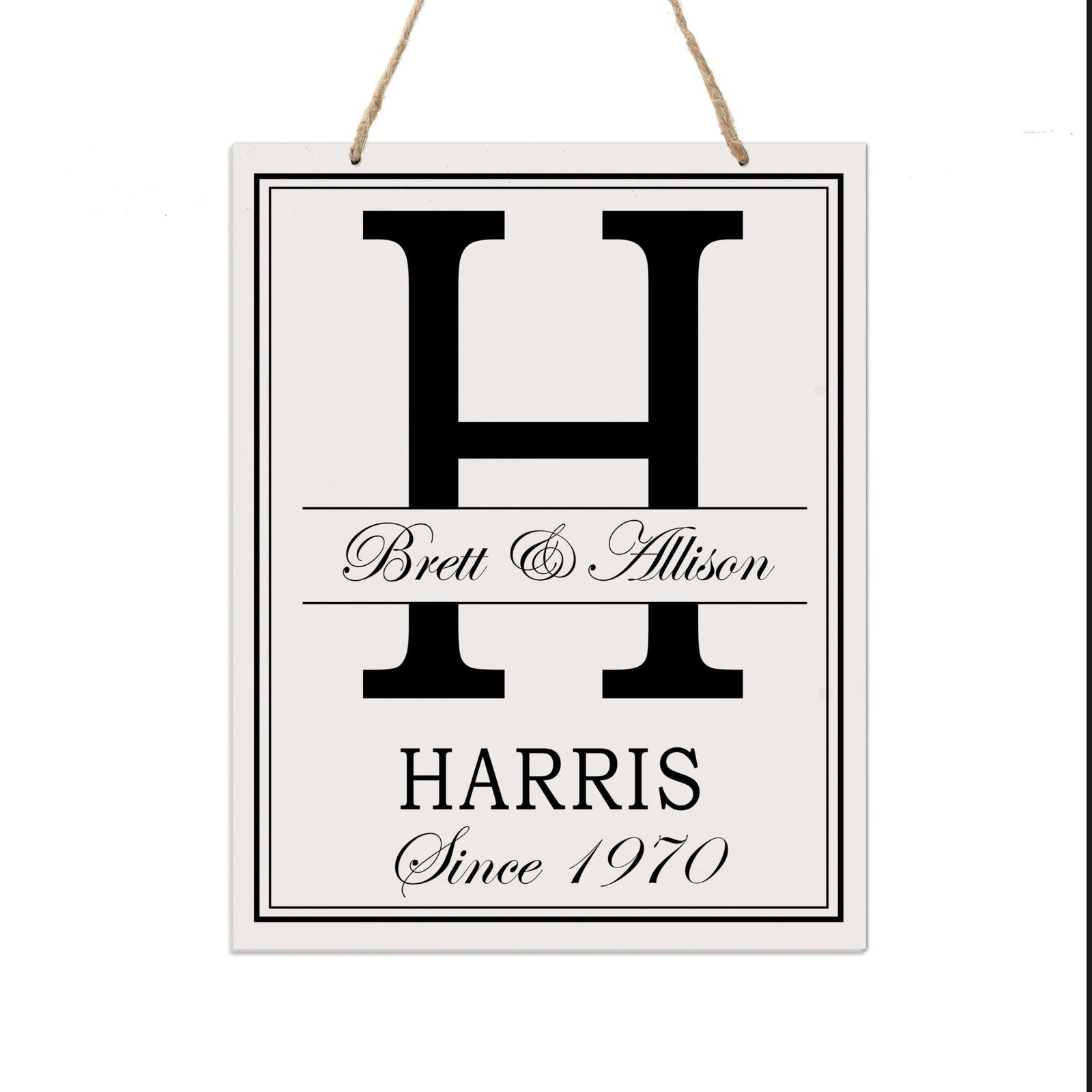 Personalized Monogram Hanging Sign 12x15 - H - LifeSong Milestones