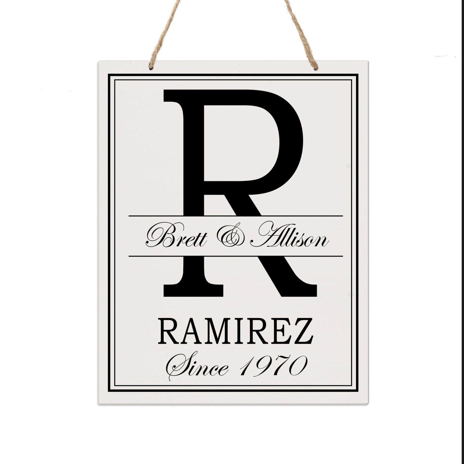 Personalized Monogram Hanging Sign 12x15 - R - LifeSong Milestones