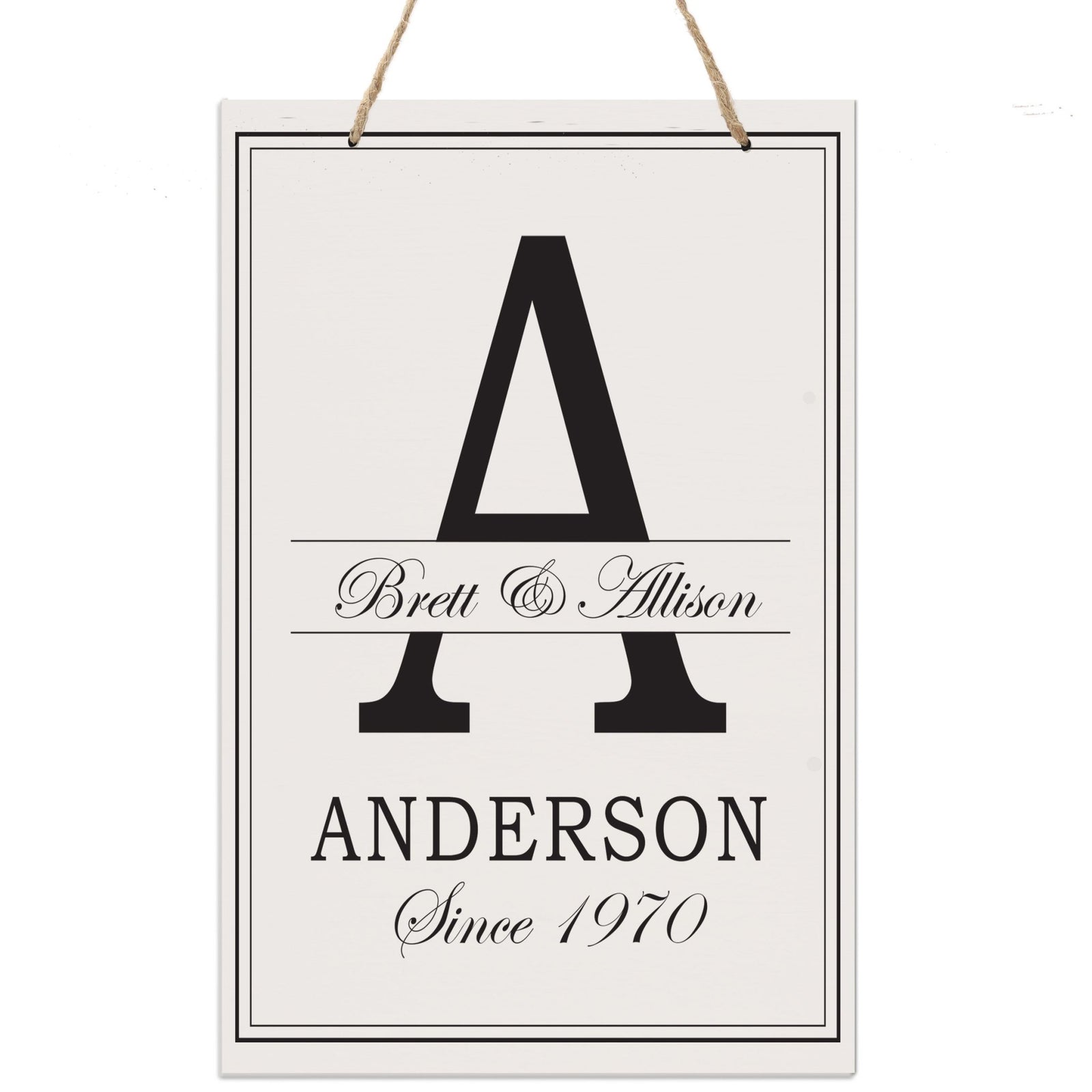 Personalized Monogram Hanging Sign 8x12 - A - LifeSong Milestones