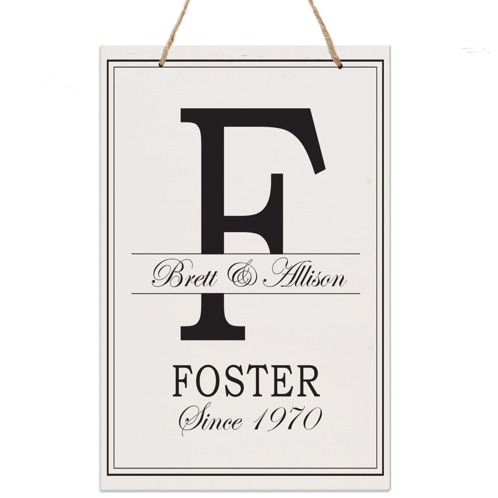 Personalized Monogram Hanging Sign 8x12 - F - LifeSong Milestones
